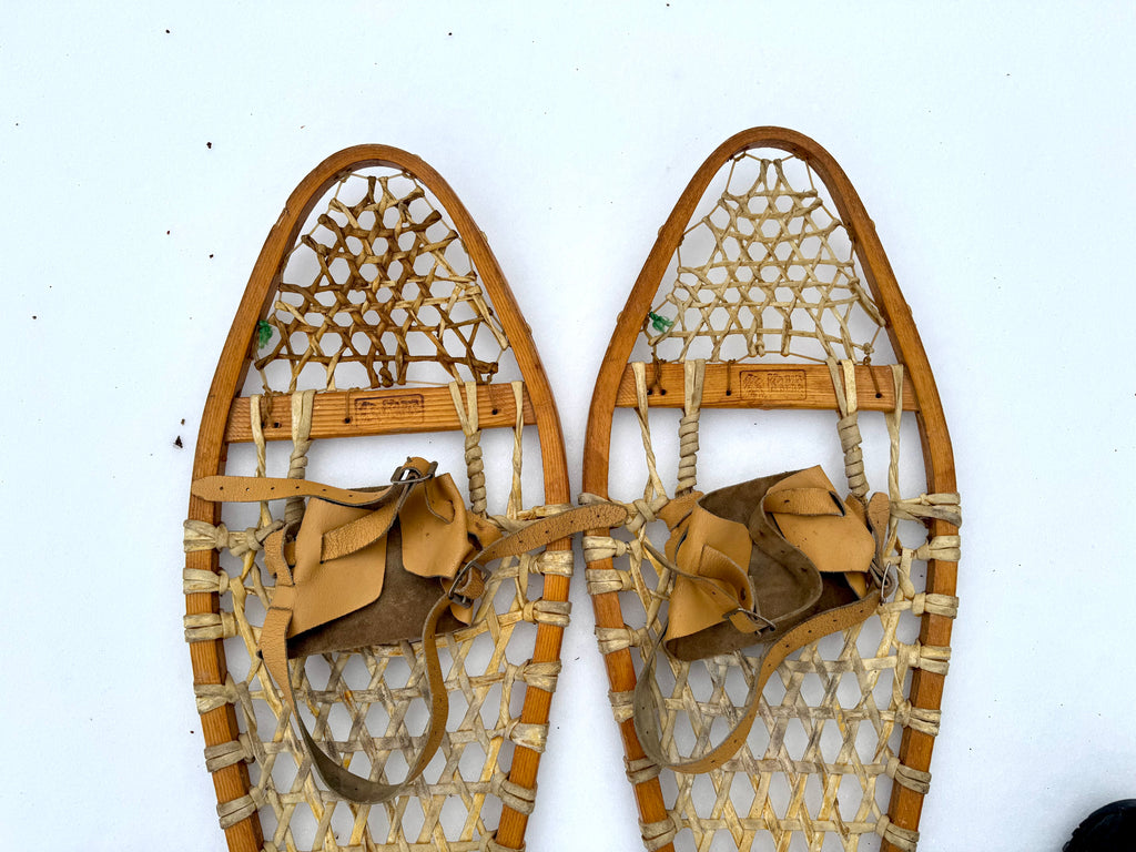 Vtg Wooden Kabir Kouba Snowshoes | Made In Canada Pair of Snowshoes 37 1/2" x 10 1/2"