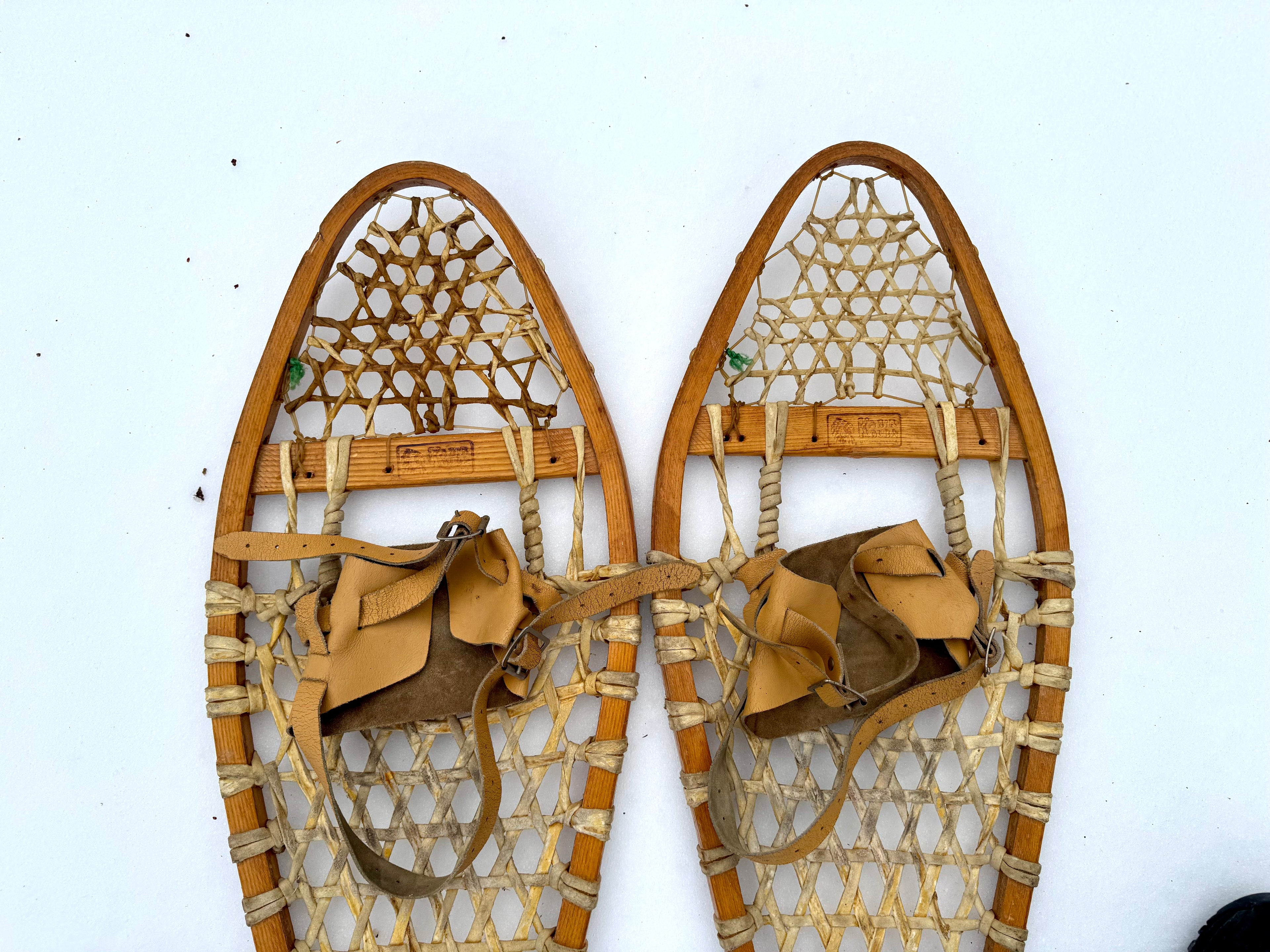 Vtg Wooden Kabir Kouba Snowshoes | Made In Canada Pair of Snowshoes 37 1/2" x 10 1/2"