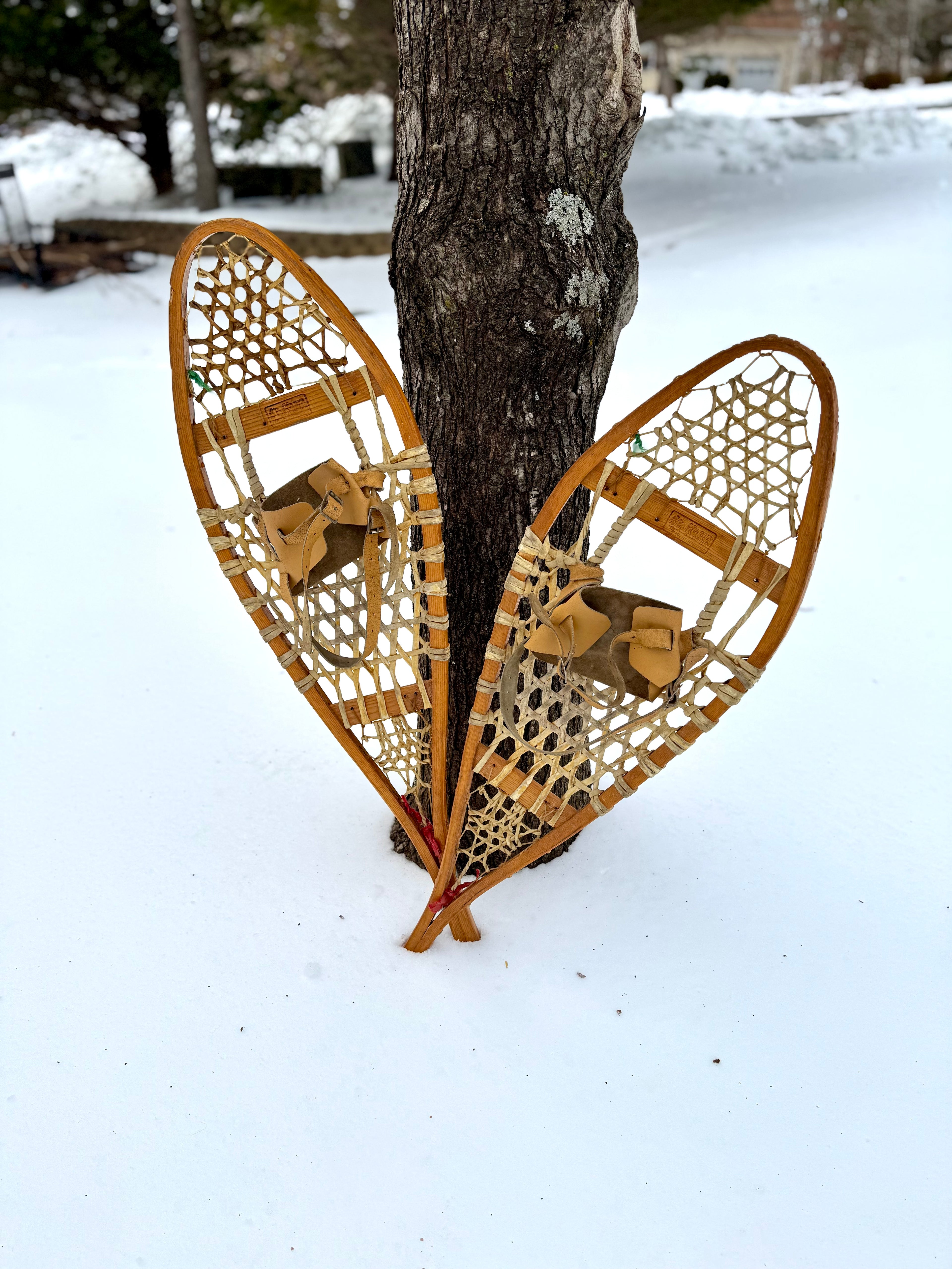 Vtg Wooden Kabir Kouba Snowshoes | Made In Canada Pair of Snowshoes 37 1/2" x 10 1/2"
