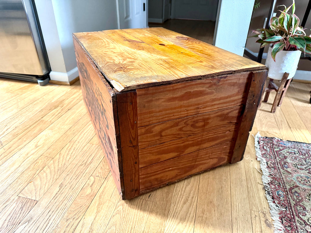 Antique Large Wood Dannemiller's Roasted Coffee Crate | 100lbs Roasted Coffee Crate W/lid