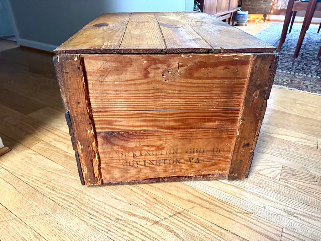Antique Large Wood Dannemiller's Roasted Coffee Crate | 100lbs Roasted Coffee Crate W/lid