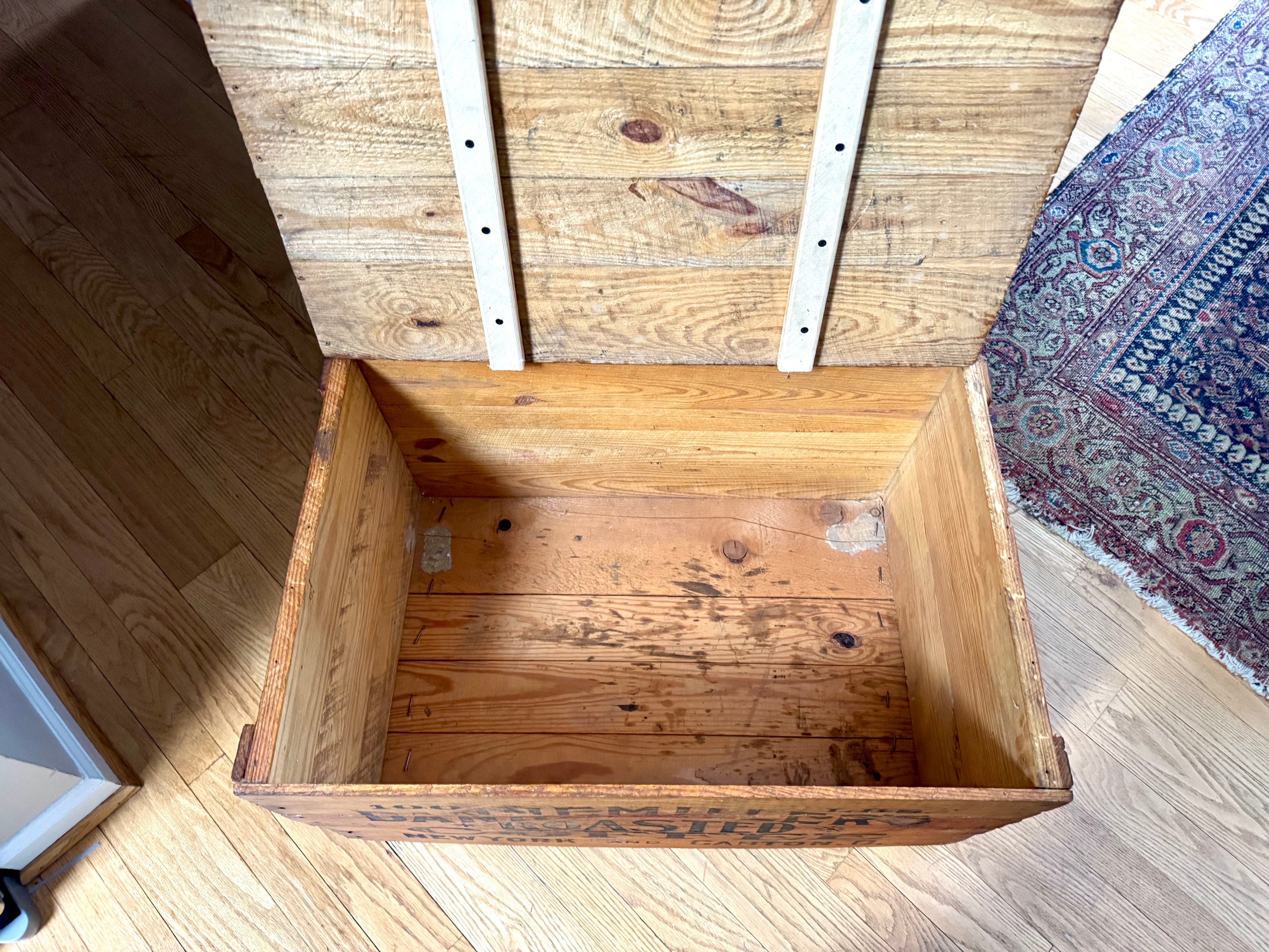 Antique Large Wood Dannemiller's Roasted Coffee Crate | 100lbs Roasted Coffee Crate W/lid