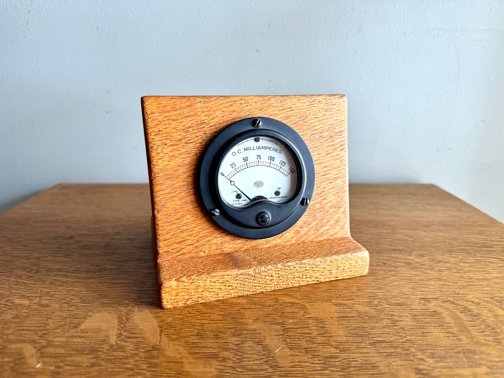 Vtg Rolling-Smith D.C. Milliamperes Meter | D.C. Analog Milliampere Meter | Vtg Roller-Smith Gauge in Wood Frame
