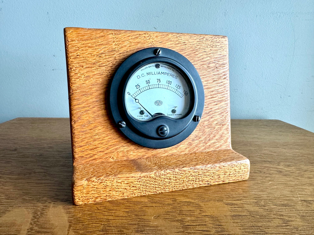 Vtg Rolling-Smith D.C. Milliamperes Meter | D.C. Analog Milliampere Meter | Vtg Roller-Smith Gauge in Wood Frame