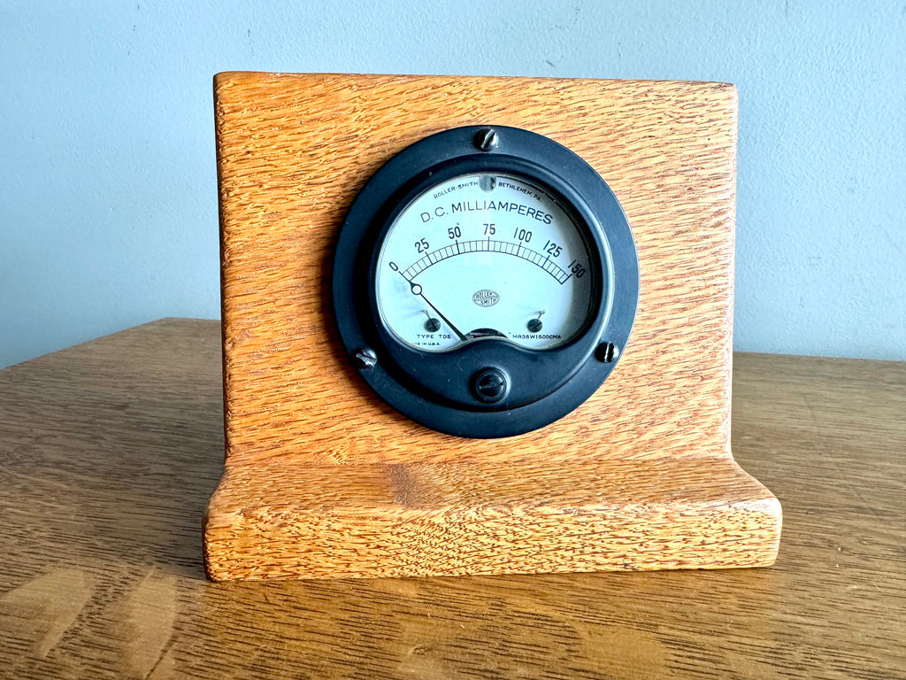 Vtg Rolling-Smith D.C. Milliamperes Meter | D.C. Analog Milliampere Meter | Vtg Roller-Smith Gauge in Wood Frame