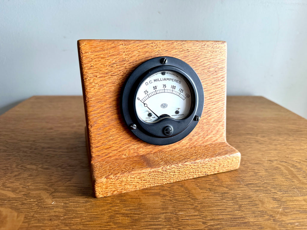 Vtg Rolling-Smith D.C. Milliamperes Meter | D.C. Analog Milliampere Meter | Vtg Roller-Smith Gauge in Wood Frame