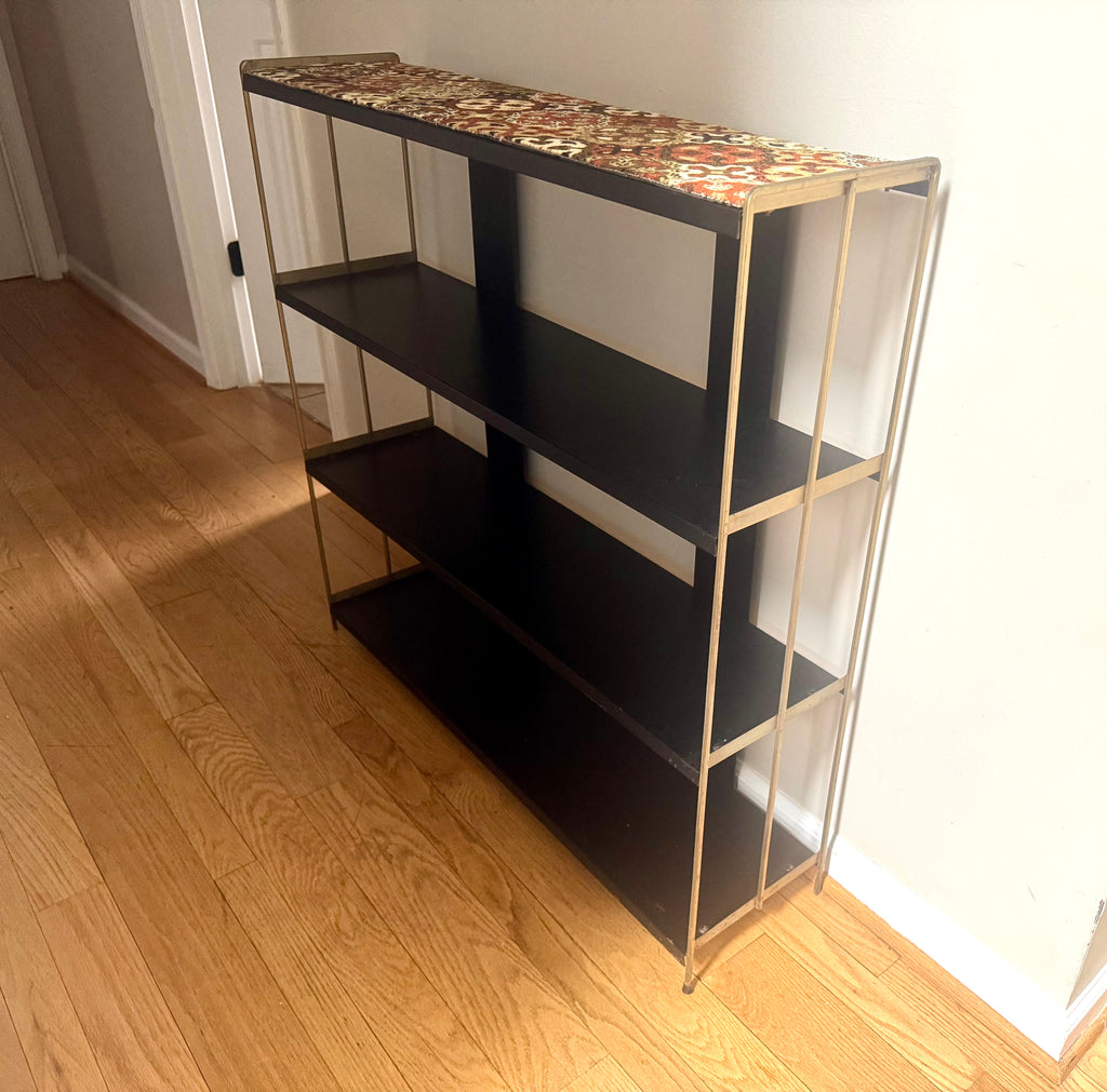 Mid Century Modern Bistro Shelving | Black and Gold MCM Shelving Unit