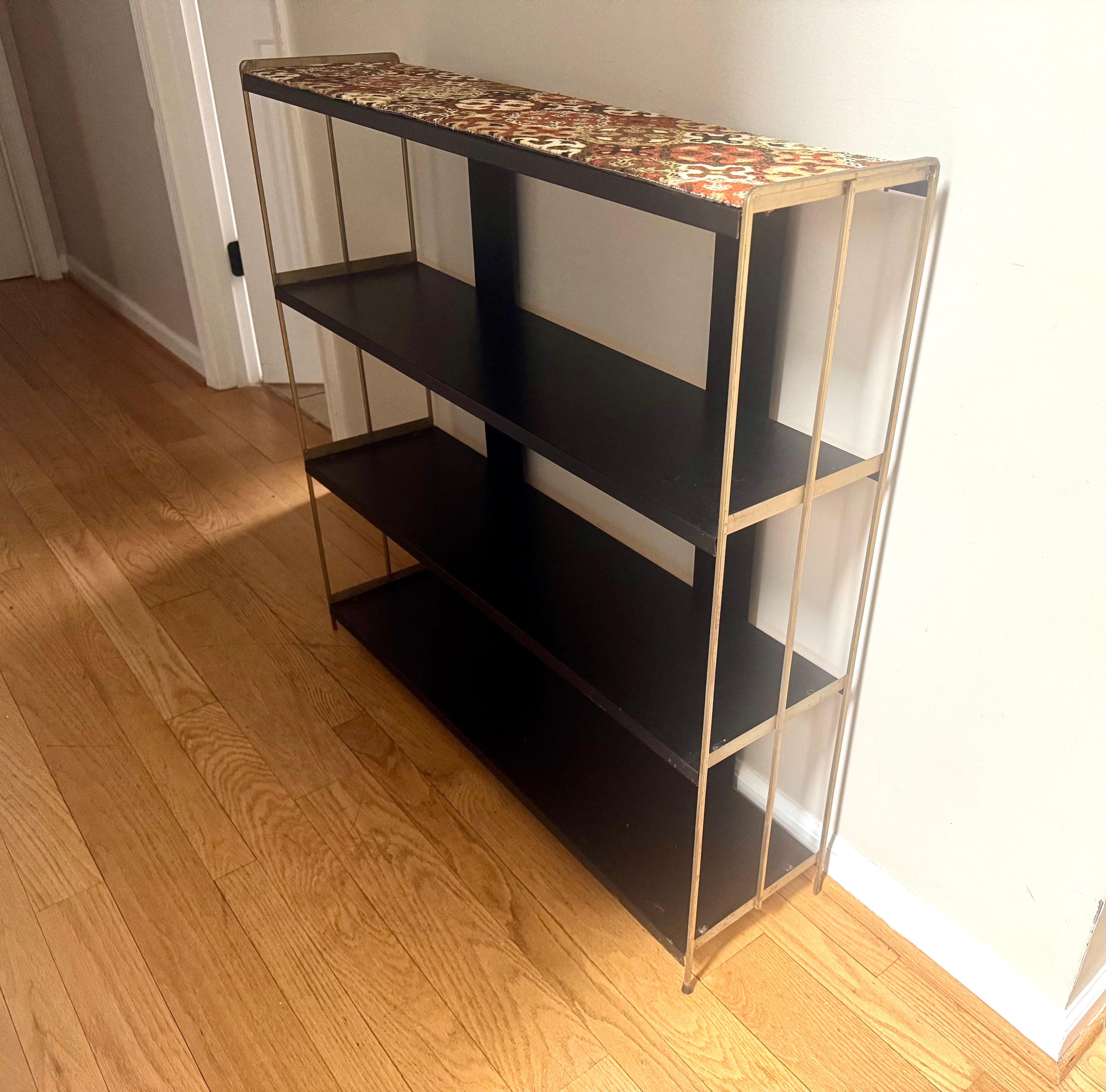 Mid Century Modern Bistro Shelving | Black and Gold MCM Shelving Unit