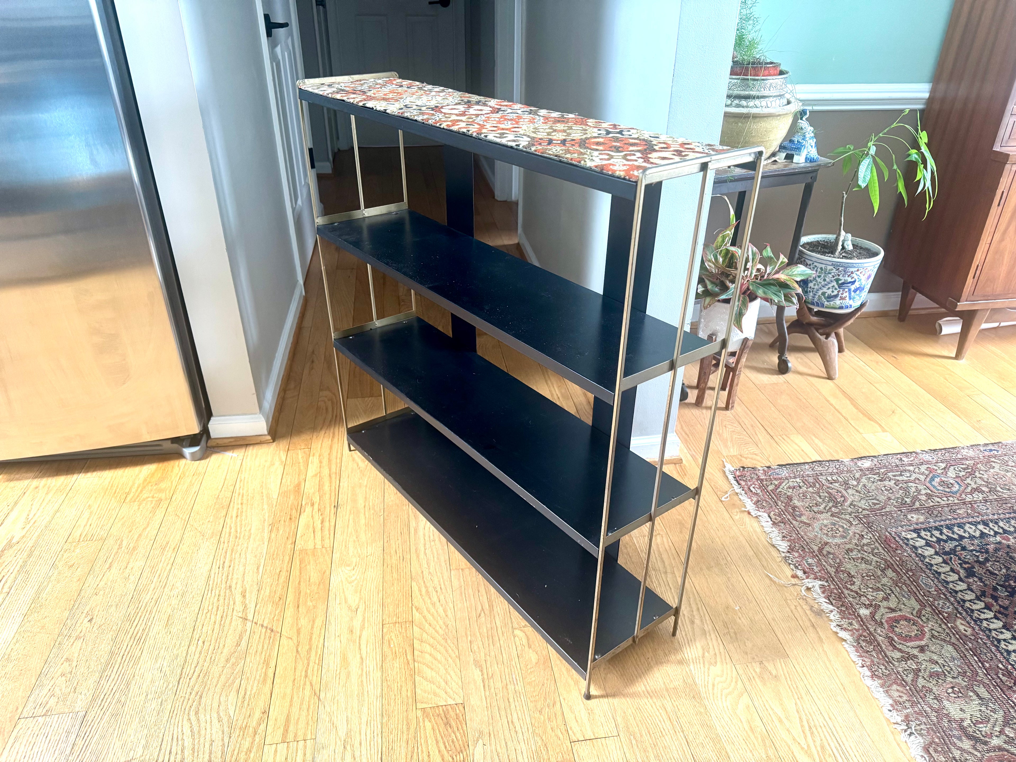 Mid Century Modern Bistro Shelving | Black and Gold MCM Shelving Unit