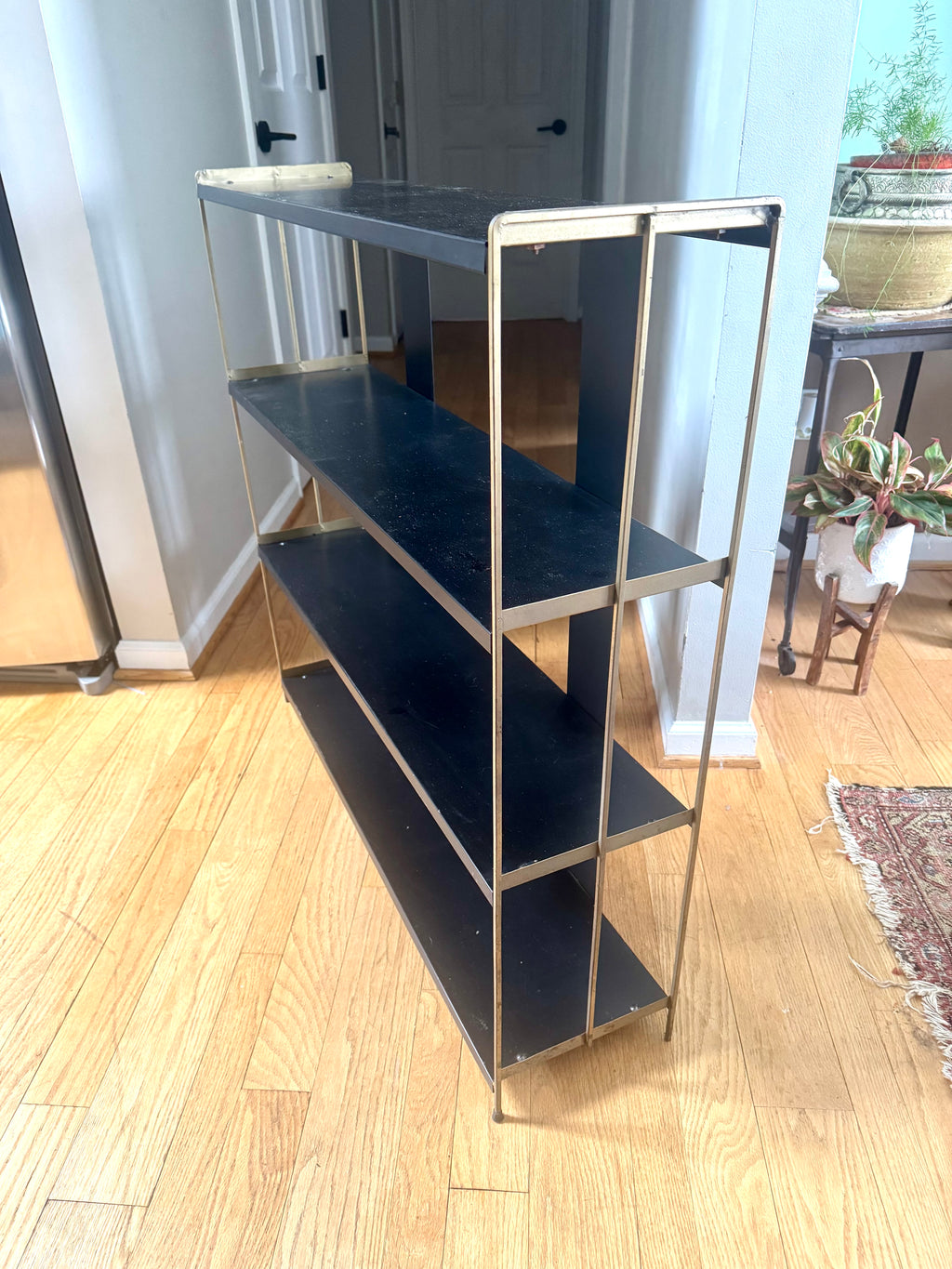 Mid Century Modern Bistro Shelving | Black and Gold MCM Shelving Unit