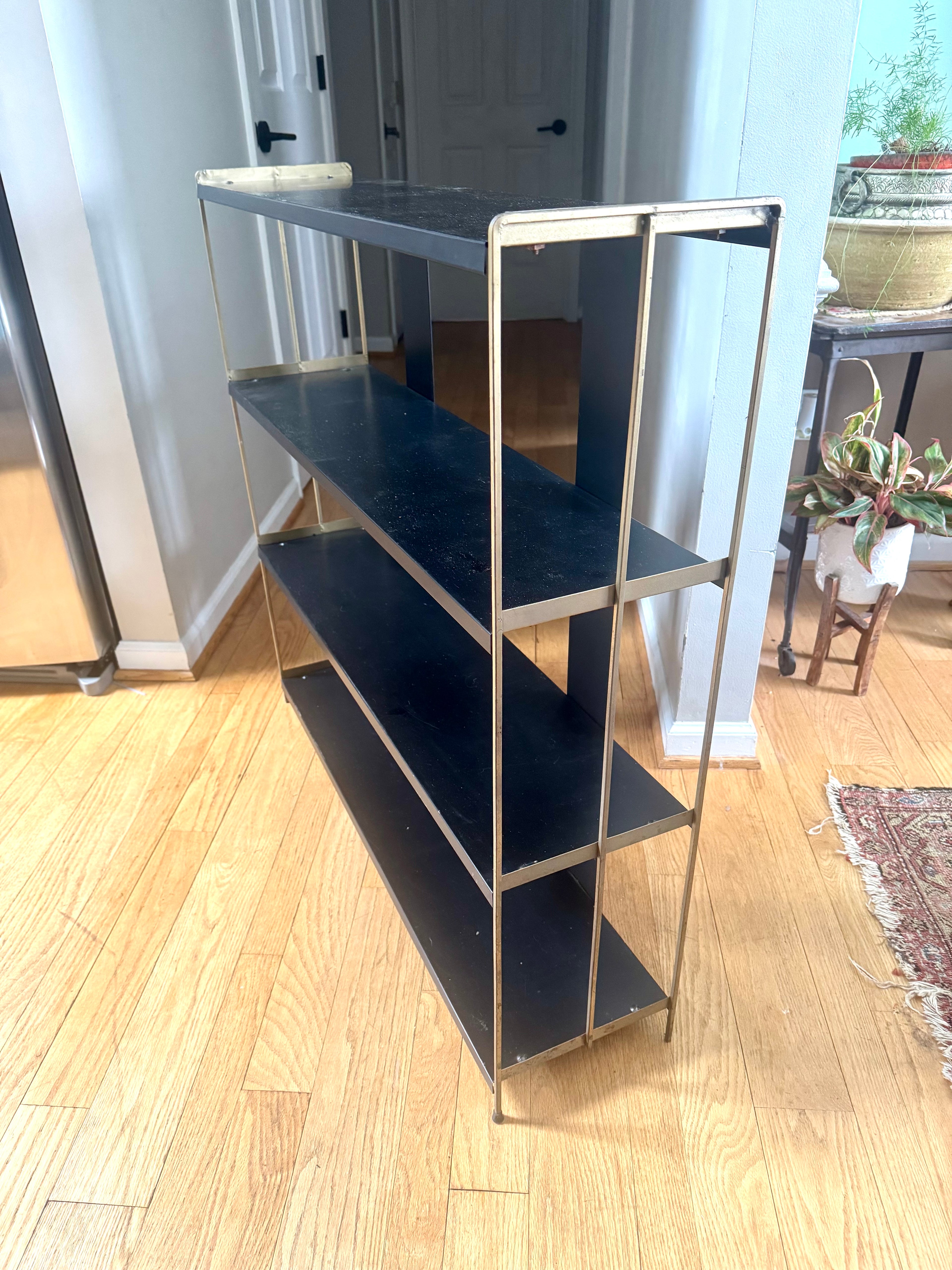 Mid Century Modern Bistro Shelving | Black and Gold MCM Shelving Unit