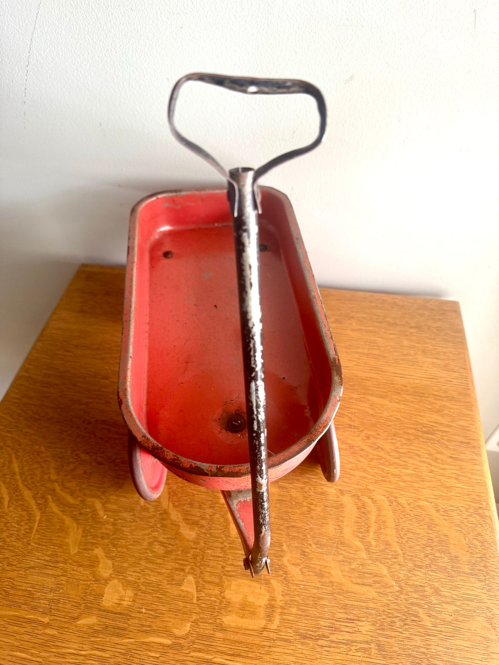 1950's Hy-Speed Red Wagon Miniature 15" x 7" with Steel Wheels | Distressed Hy-Speed Pressed Metal Wagon | Made in USA