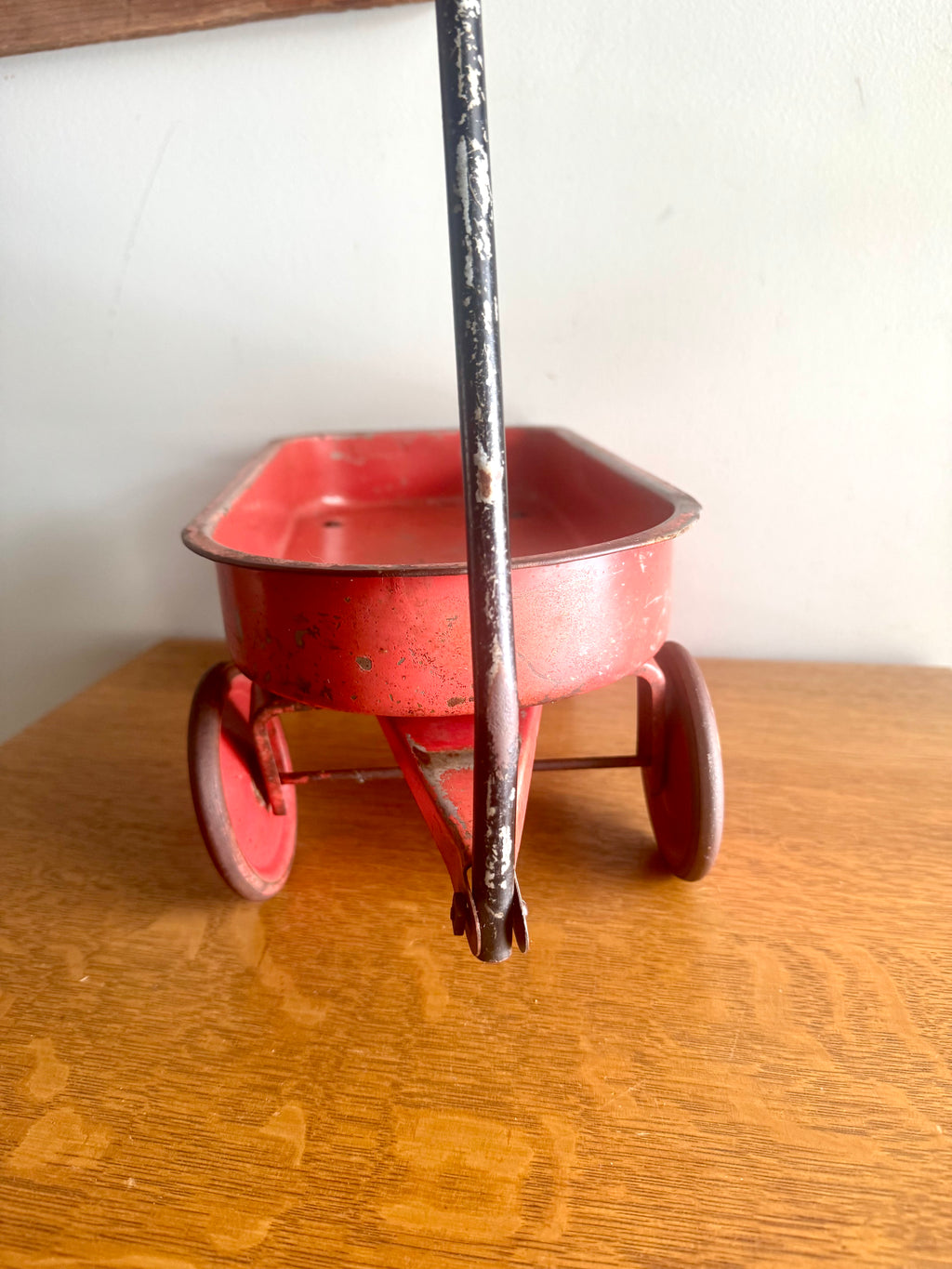 1950's Hy-Speed Red Wagon Miniature 15" x 7" with Steel Wheels | Distressed Hy-Speed Pressed Metal Wagon | Made in USA