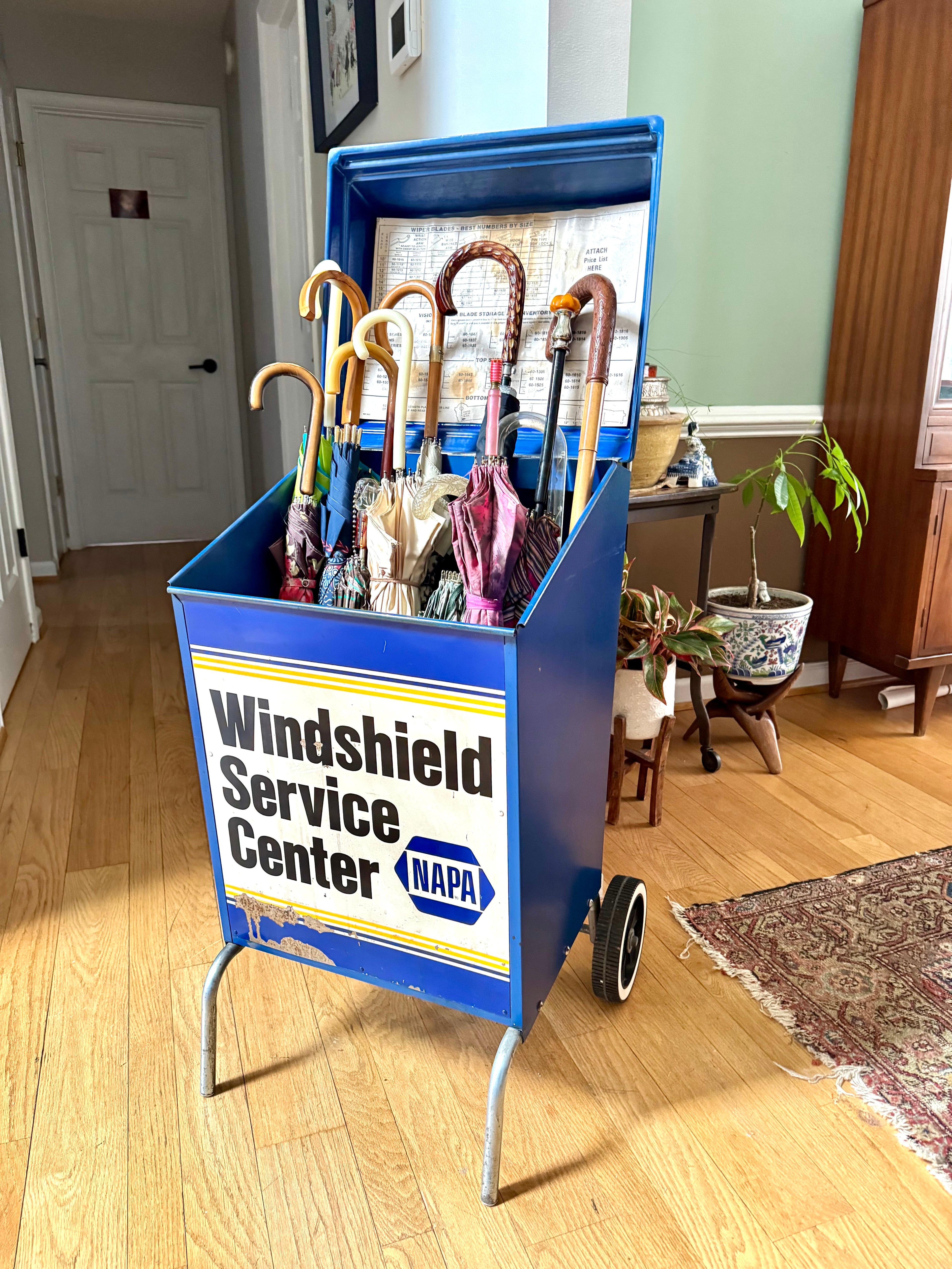 Vtg Napa Windshield Wiper Blade Service Cart | Industrial Umbrella Stand