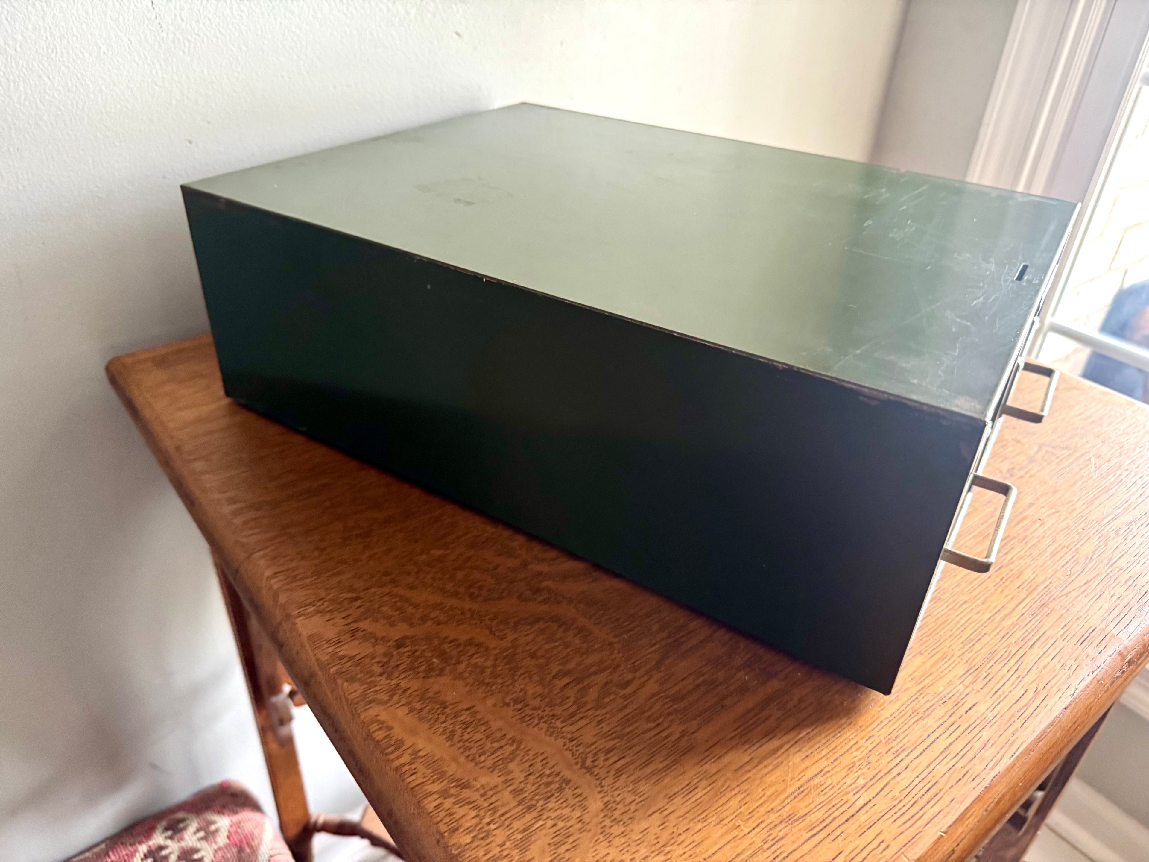 Vtg Rustic Green Steelmaster Cabinet | Green Metal Index Card Catalog | Double Drawer Storage | Industrial Storage Bin | Library Card Cabinet