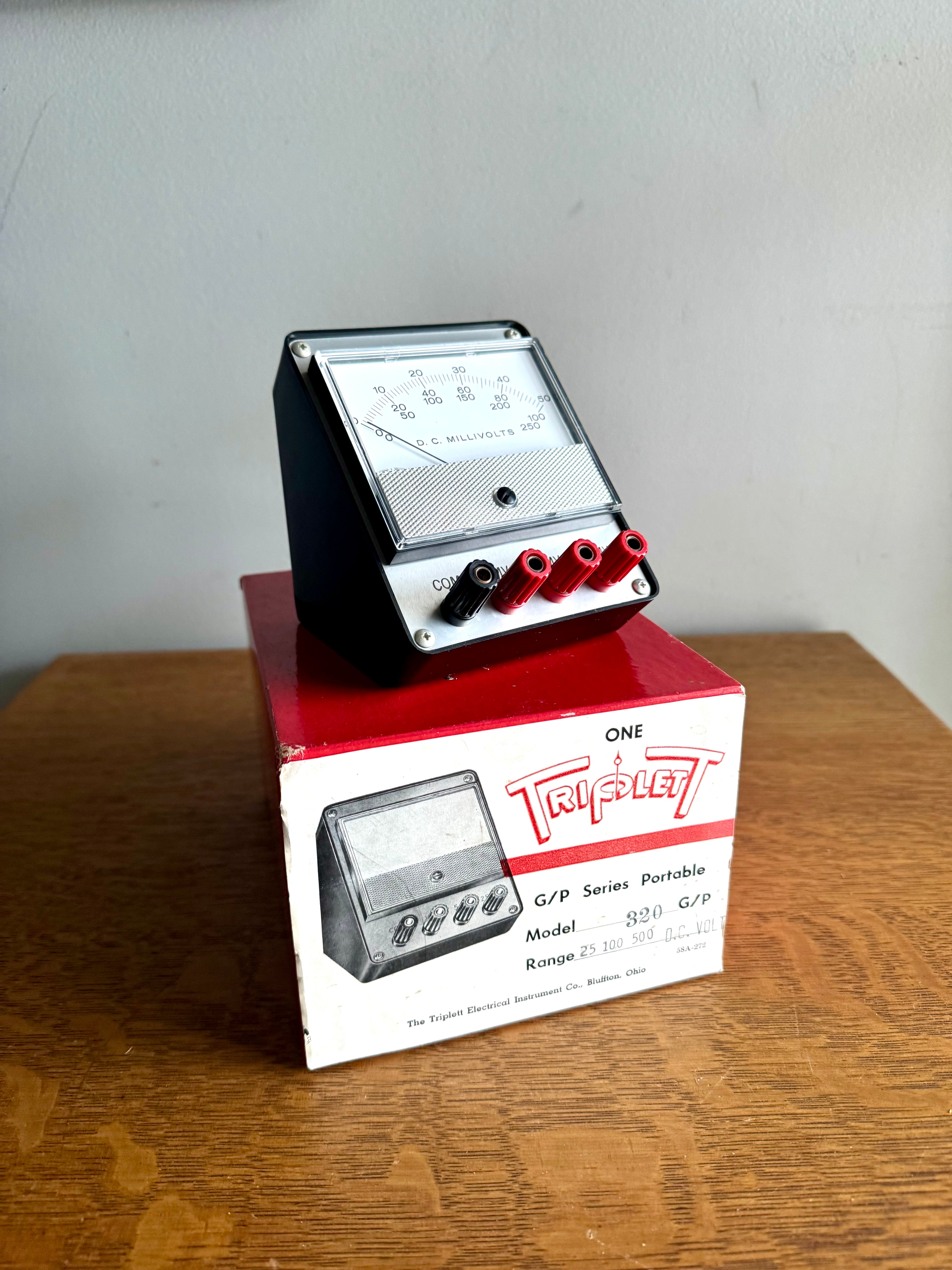 Vintage Triplett Portable DC Millivolts Meter | D.C. Millivolt Meter in Original Box | Vintage Analog Millivolt Gauge | Triplett Model 320 DC Voltage Gauge
