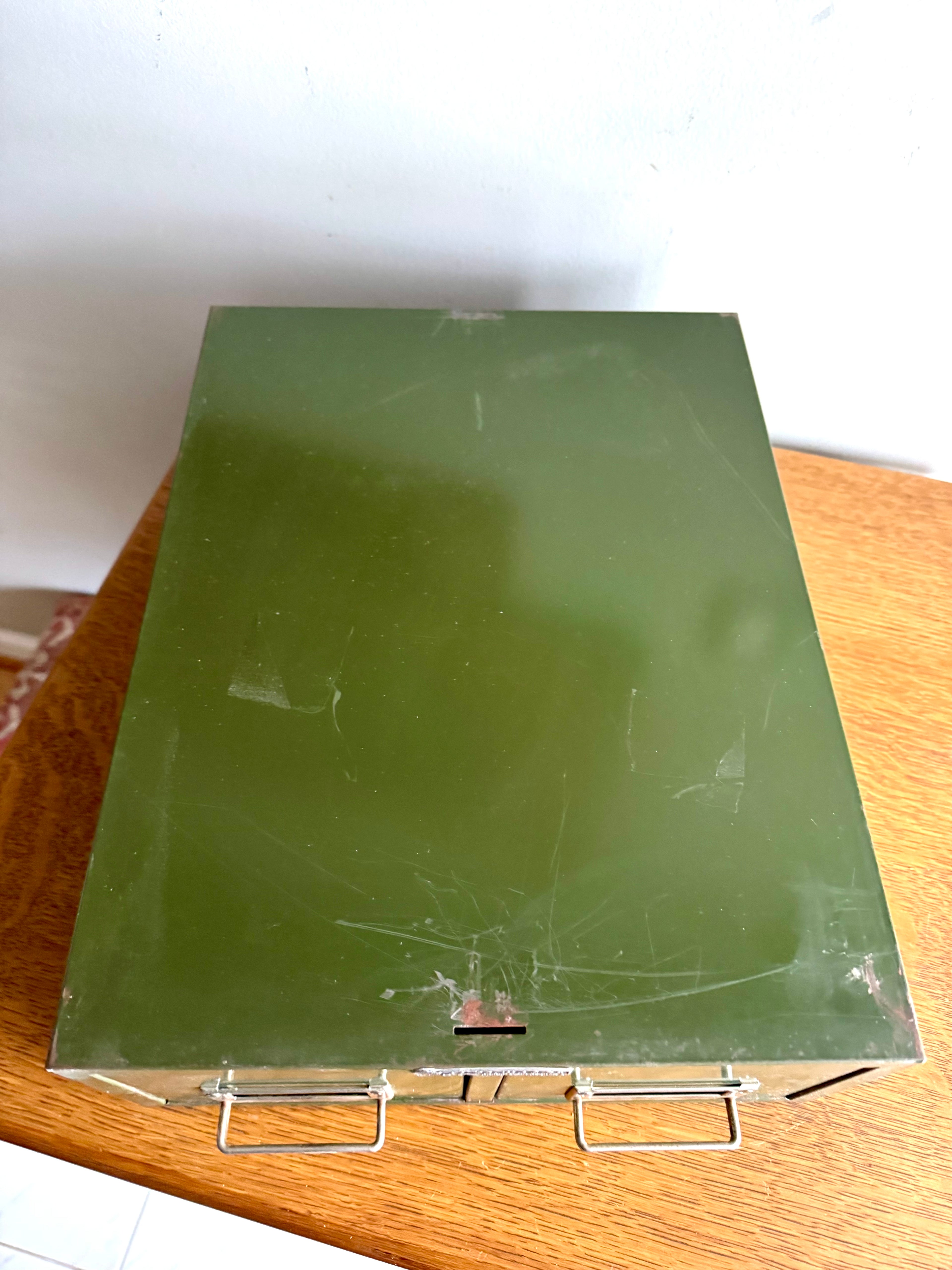 Vtg Rustic Green Steelmaster Cabinet | Green Metal Index Card Catalog | Double Drawer Storage | Industrial Storage Bin | Library Card Cabinet