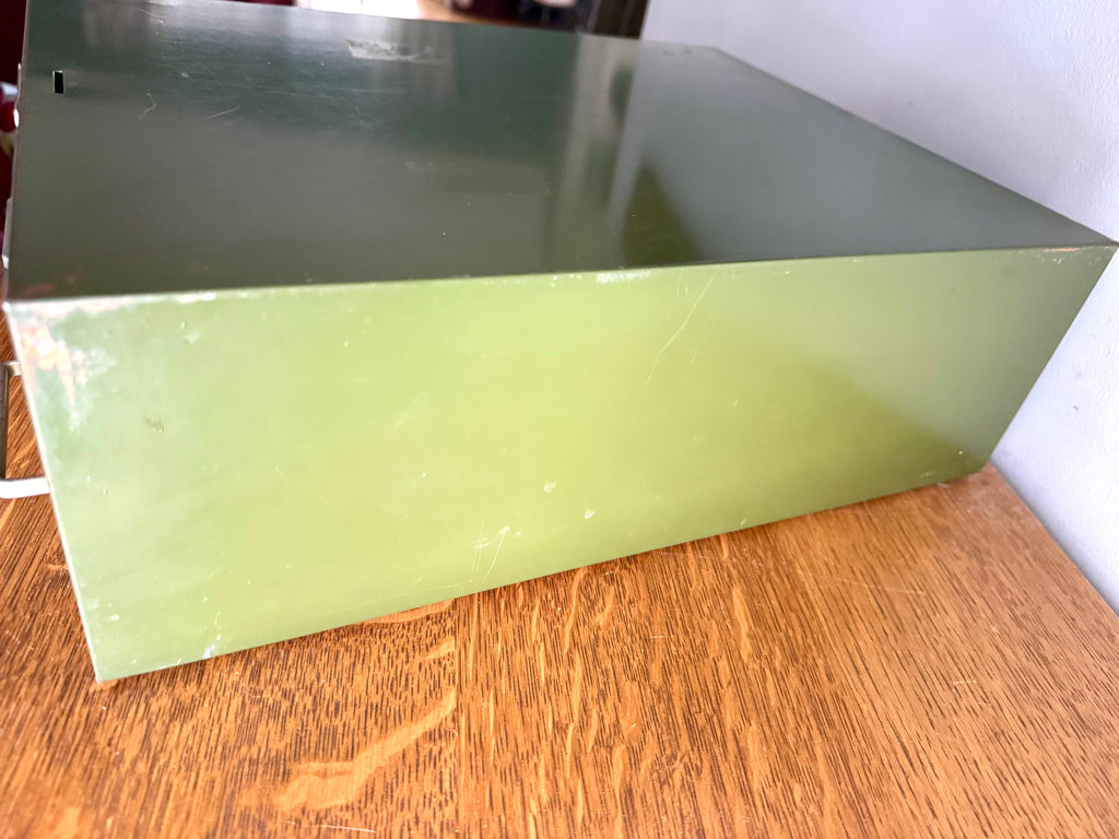 Vtg Rustic Green Steelmaster Cabinet | Green Metal Index Card Catalog | Double Drawer Storage | Industrial Storage Bin | Library Card Cabinet