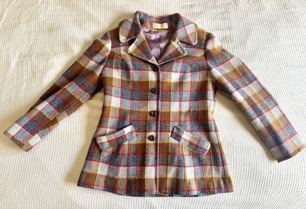 Vintage 60s Pendleton Plaid Wool Coat / Blazer Jacket ~ Pendleton Fitted Jacket
