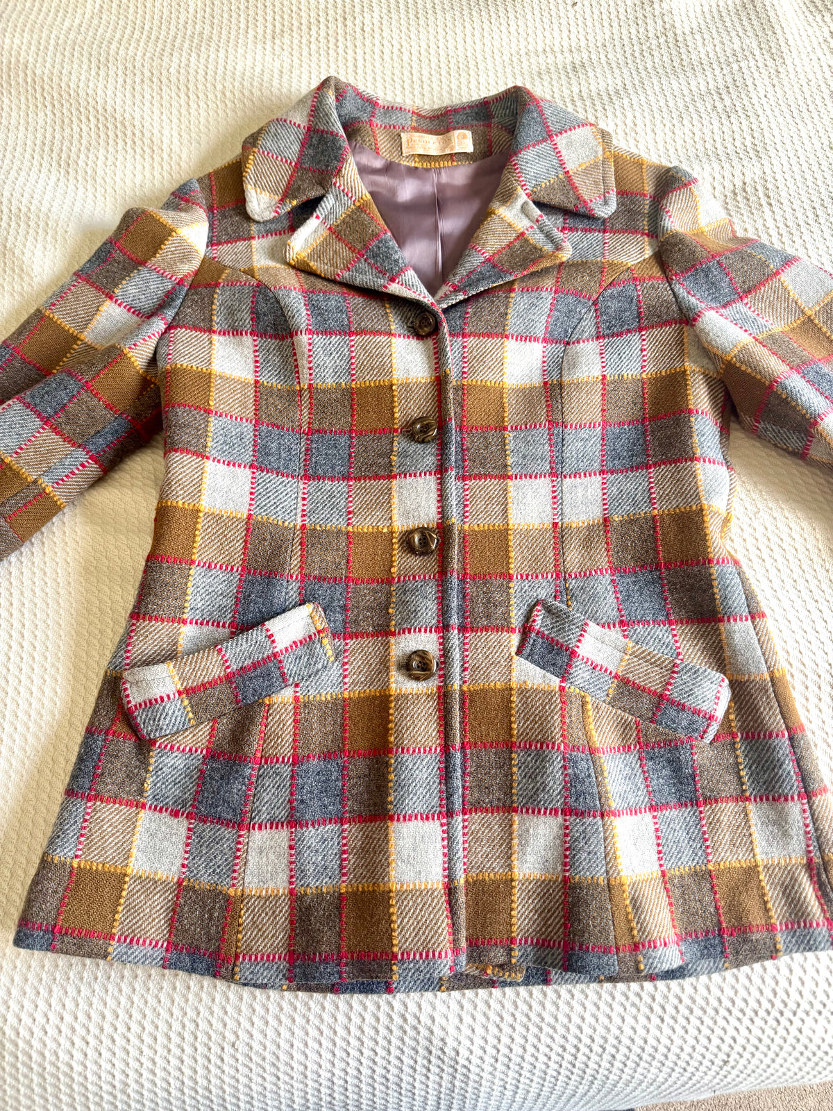 Vintage 60s Pendleton Plaid Wool Coat / Blazer Jacket ~ Pendleton Fitted Jacket