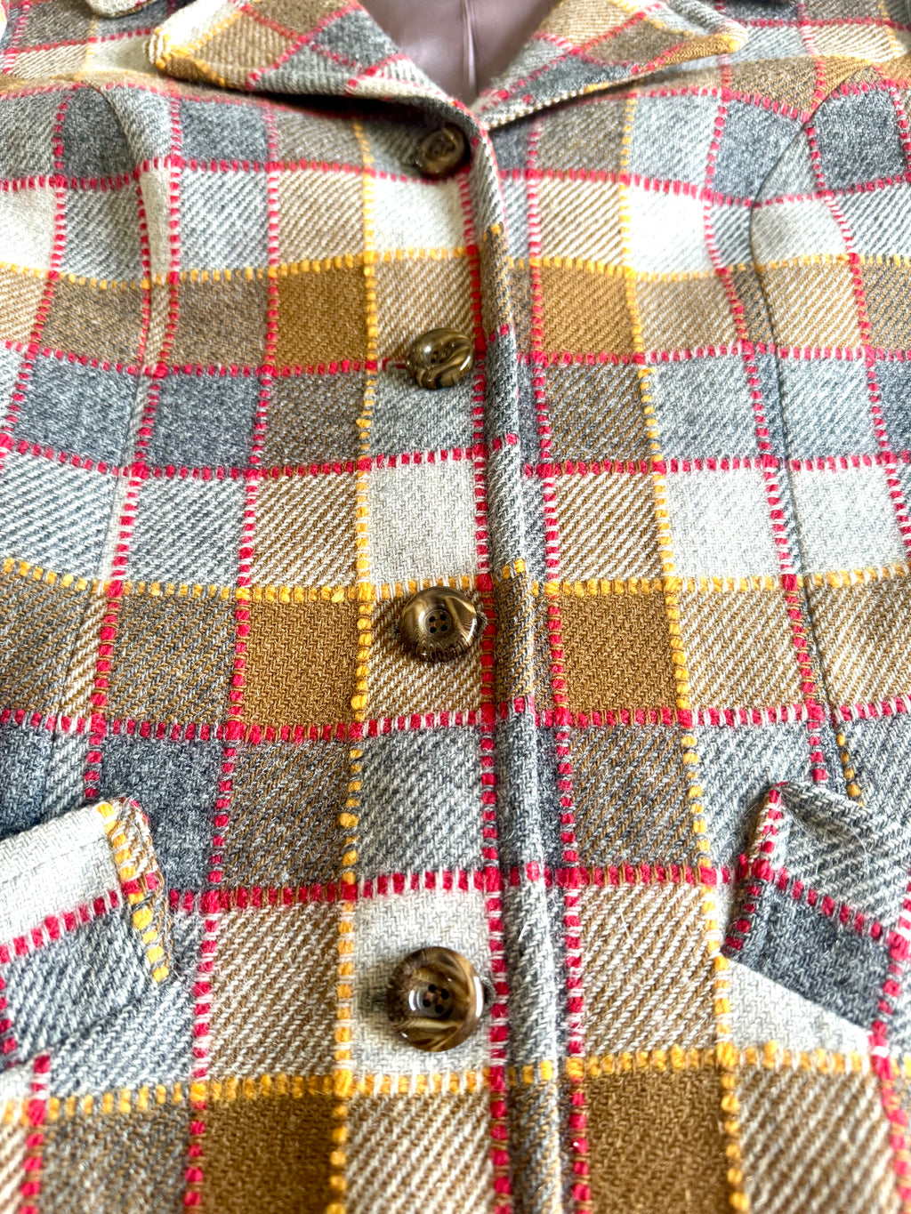 Vintage 60s Pendleton Plaid Wool Coat / Blazer Jacket ~ Pendleton Fitted Jacket