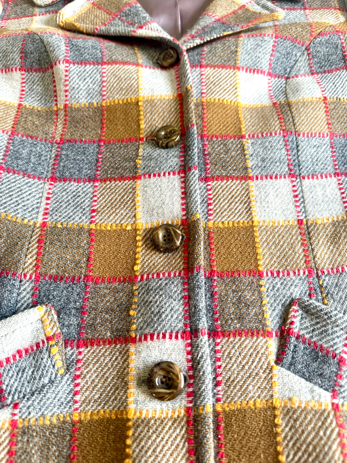 Vintage 60s Pendleton Plaid Wool Coat / Blazer Jacket ~ Pendleton Fitted Jacket