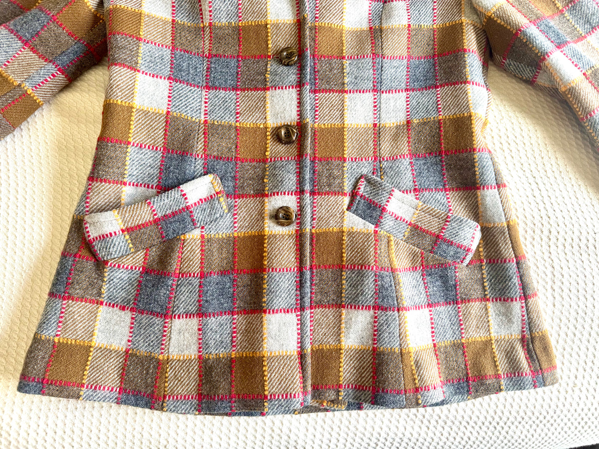 Vintage 60s Pendleton Plaid Wool Coat / Blazer Jacket ~ Pendleton Fitted Jacket