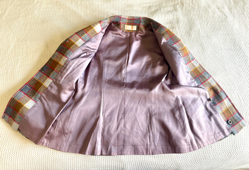 Vintage 60s Pendleton Plaid Wool Coat / Blazer Jacket ~ Pendleton Fitted Jacket