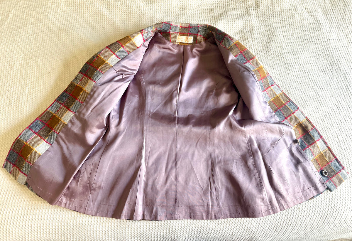 Vintage 60s Pendleton Plaid Wool Coat / Blazer Jacket ~ Pendleton Fitted Jacket