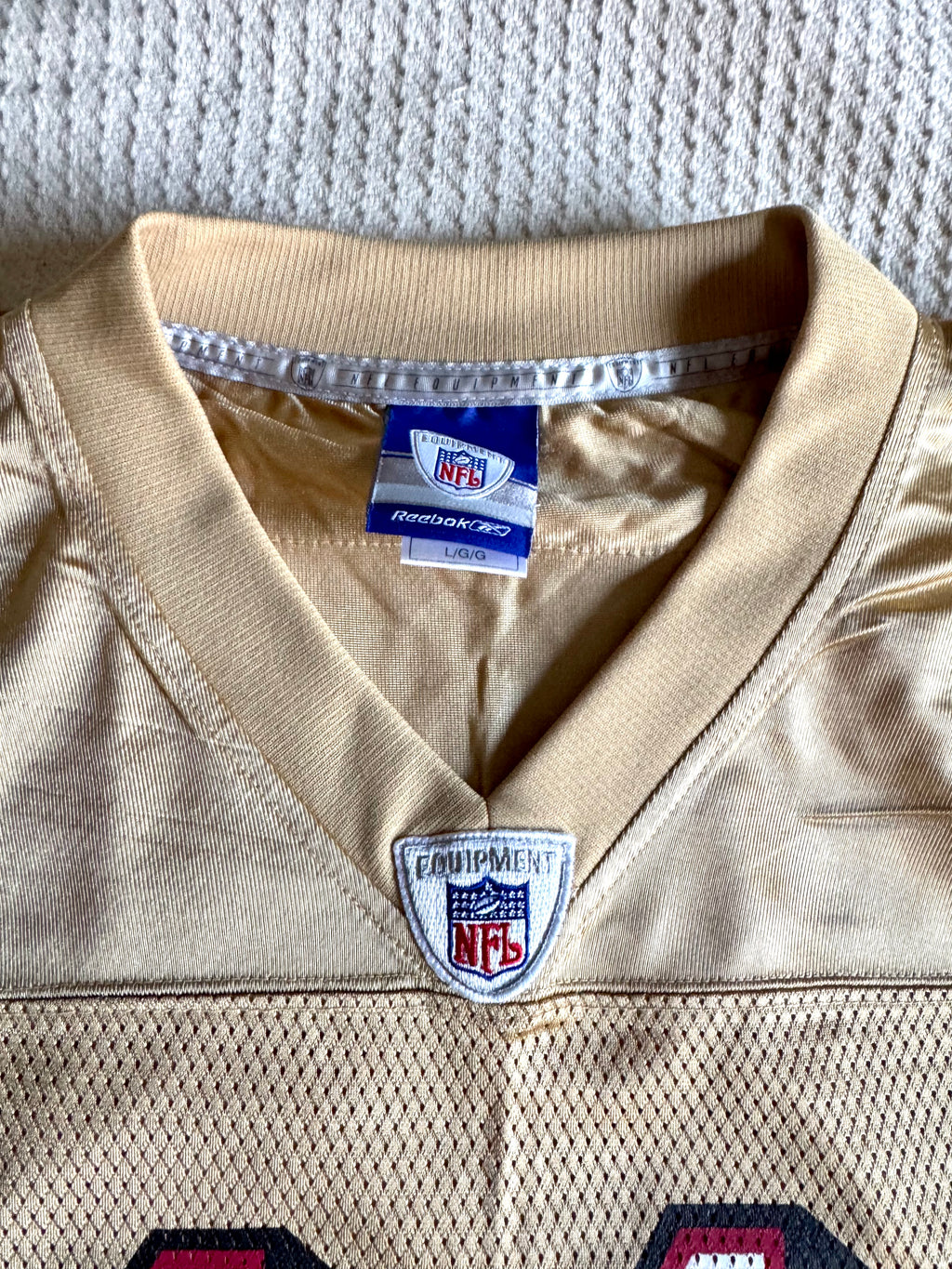 San Francisco 49ers Gold Jersey Mens (L) NFL Football Alex Smith 11 Reebok