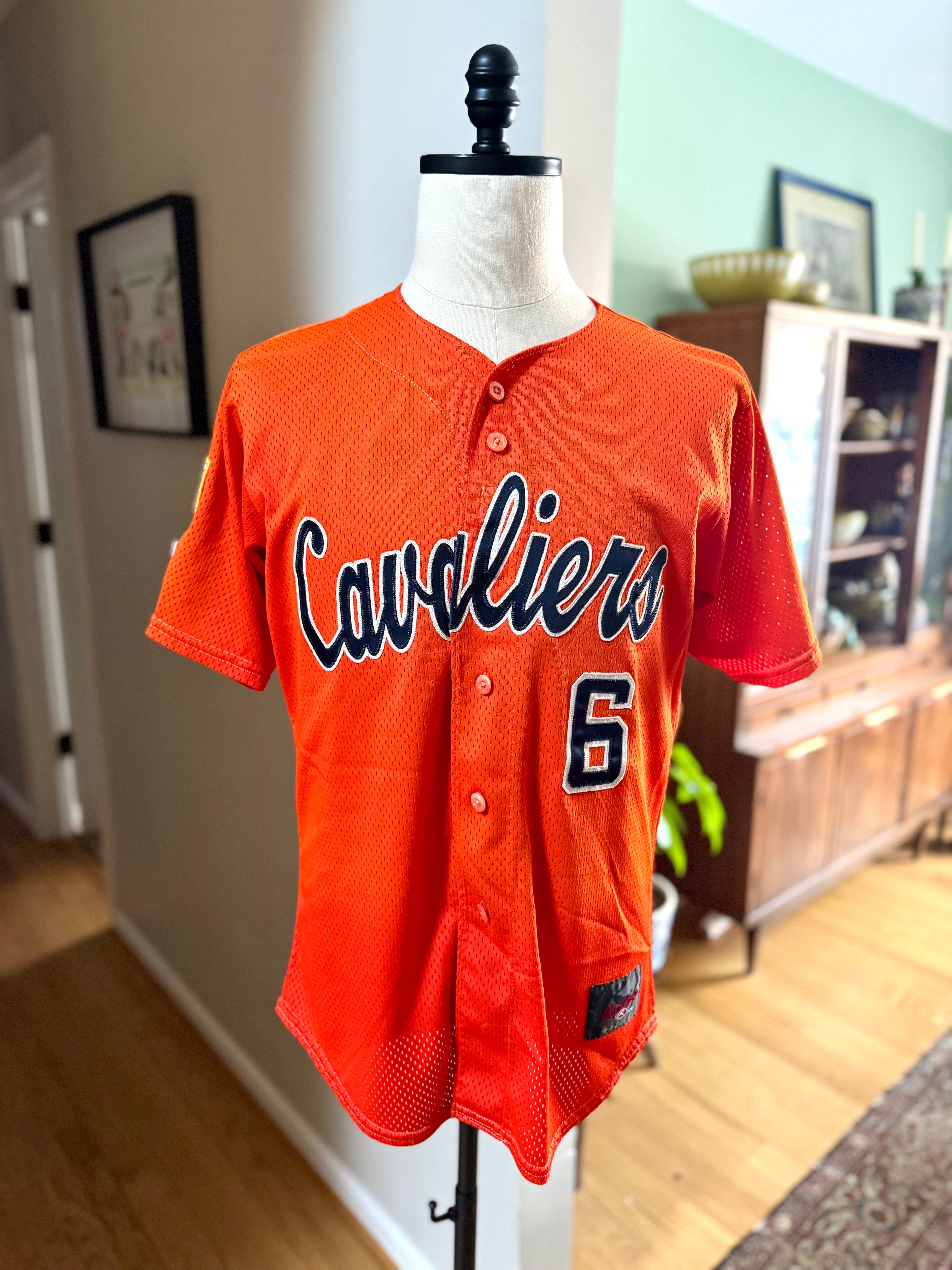 UVA Cavaliers Rawlings No.6 Baseball Jersey | Orange Virginian Cavaliers Jersey Size 42