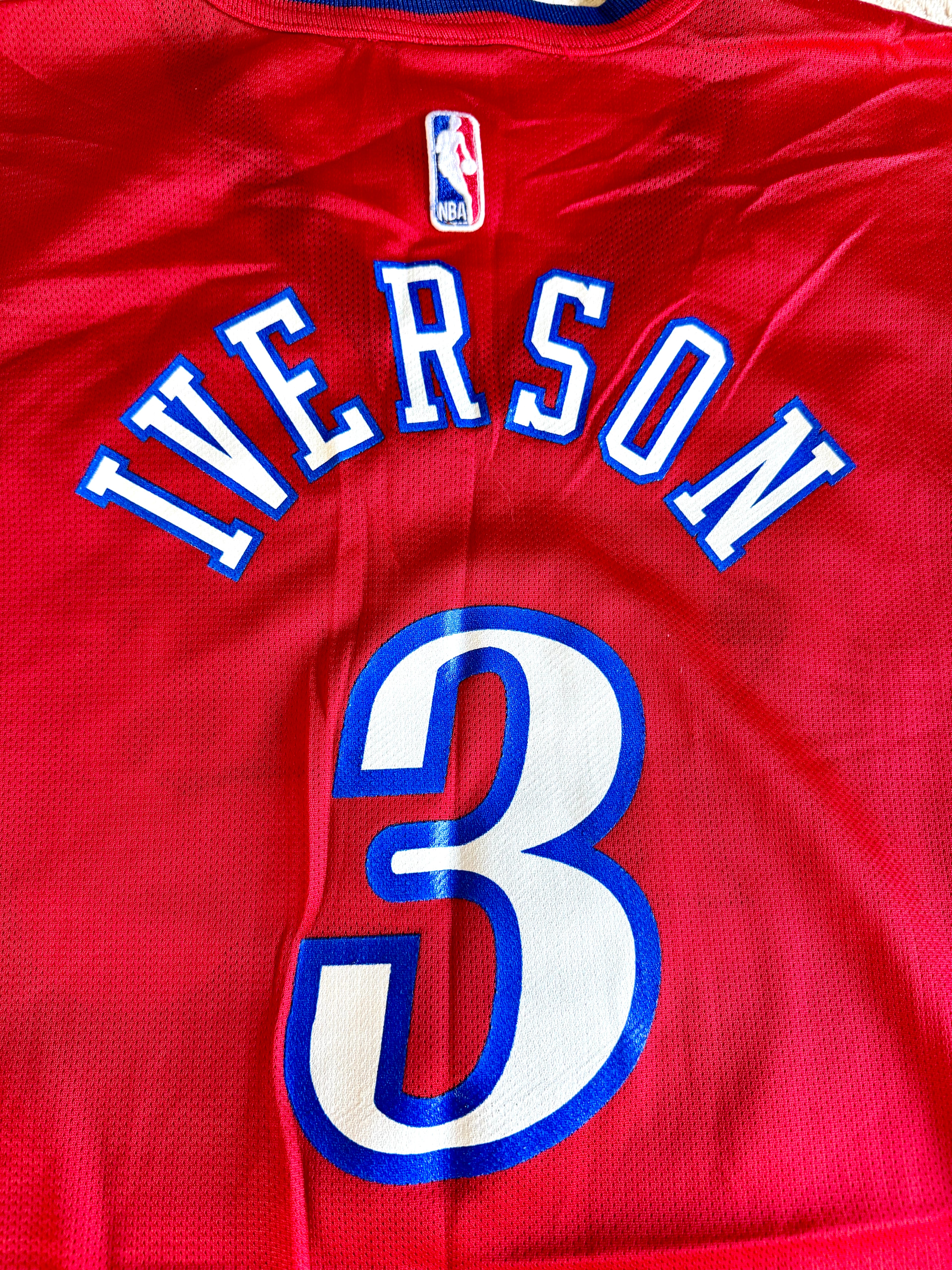Vtg 1990s Philadelphia 76ers Allen Iverson Champion Basketball Jersey 44 Large