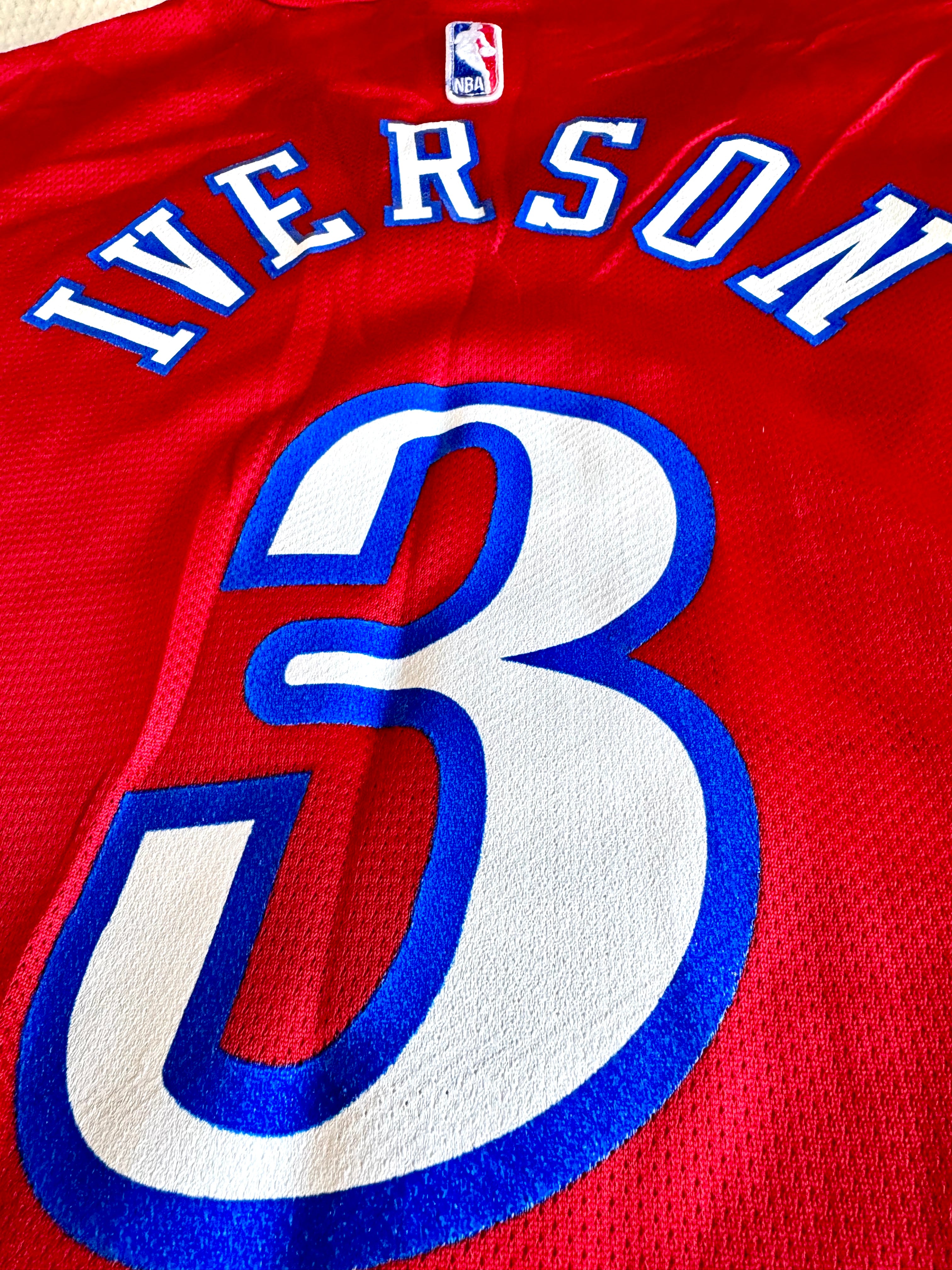 Vtg 1990s Philadelphia 76ers Allen Iverson Champion Basketball Jersey 44 Large