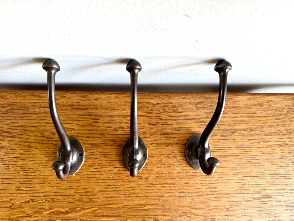 Antique Cast Iron Wardrobe Hooks| Cast Iron Wall Hooks | Salvage Double Hooks | Antique Coat Hooks | Set of 3 Wardrobe Hooks