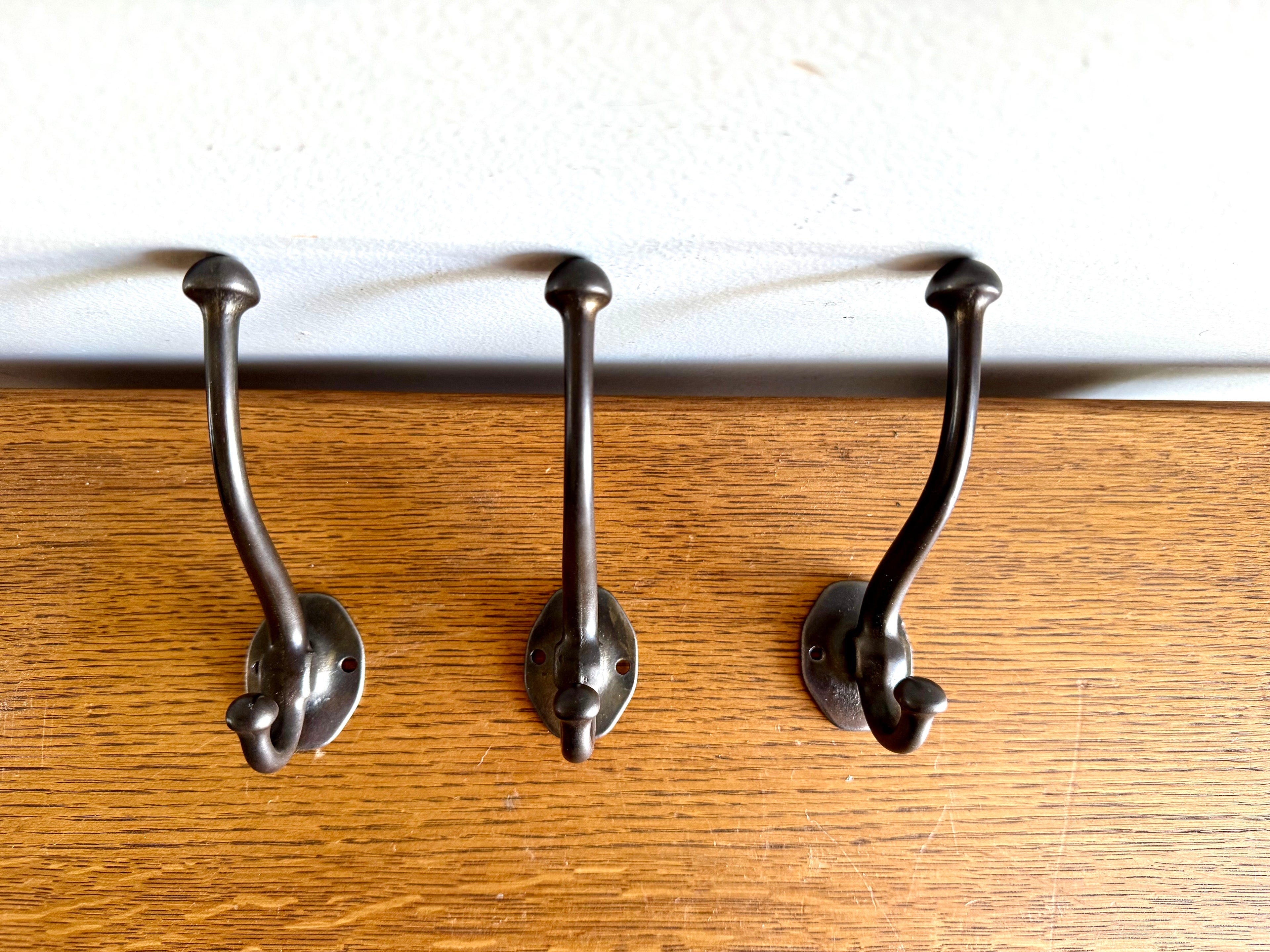 Antique Cast Iron Wardrobe Hooks| Cast Iron Wall Hooks | Salvage Double Hooks | Antique Coat Hooks | Set of 3 Wardrobe Hooks