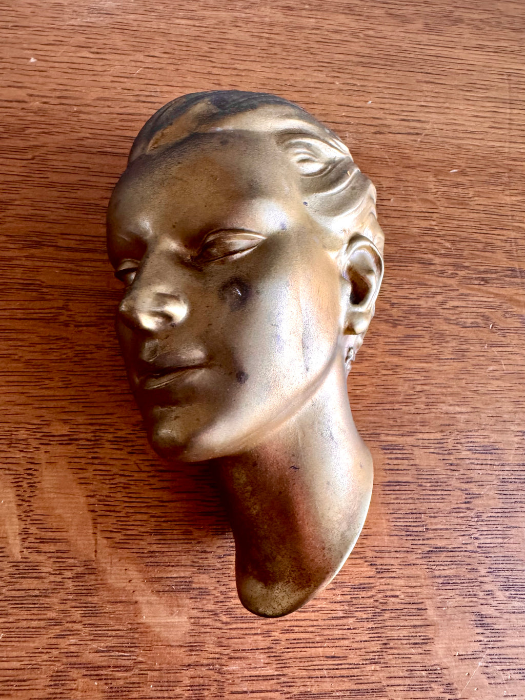 Vtg Art Deco Signed Frankart Female Head Cast Metal Wall Hanging