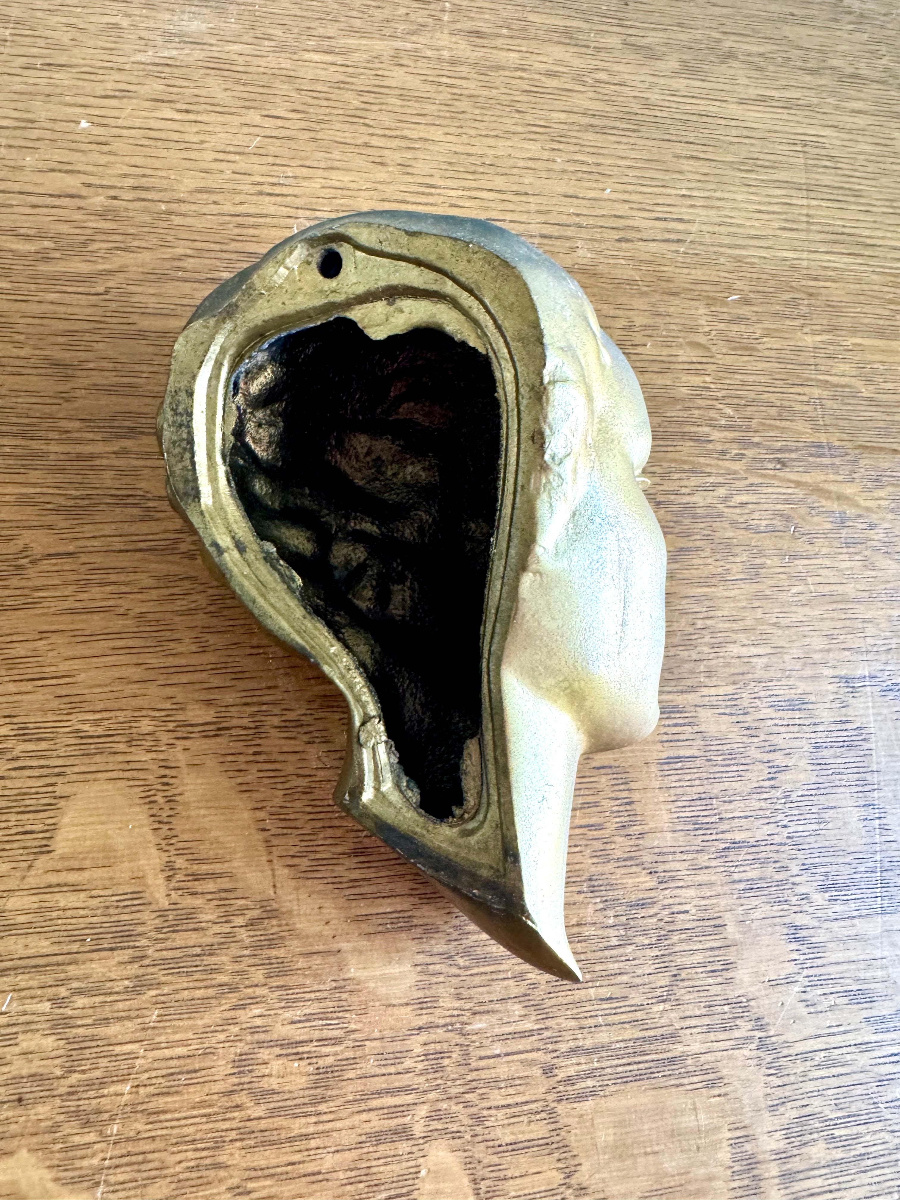 Vtg Art Deco Signed Frankart Female Head Cast Metal Wall Hanging