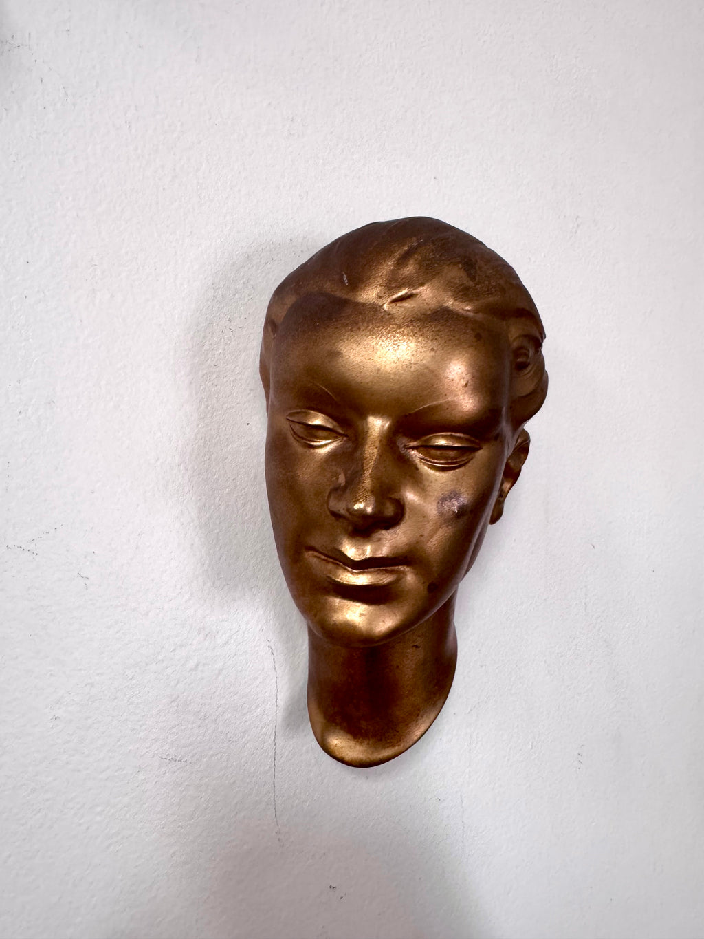 Vtg Art Deco Signed Frankart Female Head Cast Metal Wall Hanging