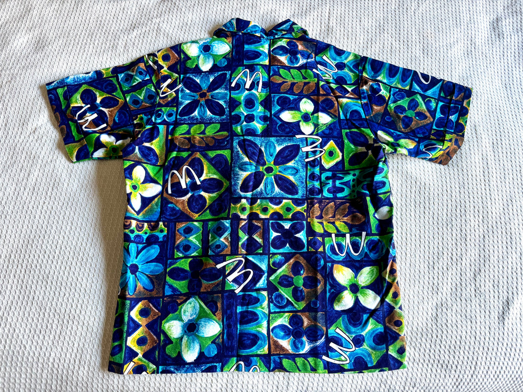 1960s Hawaiian McDonalds Uniform Shirt - Hawaiian Barkcloth By Hanakaki