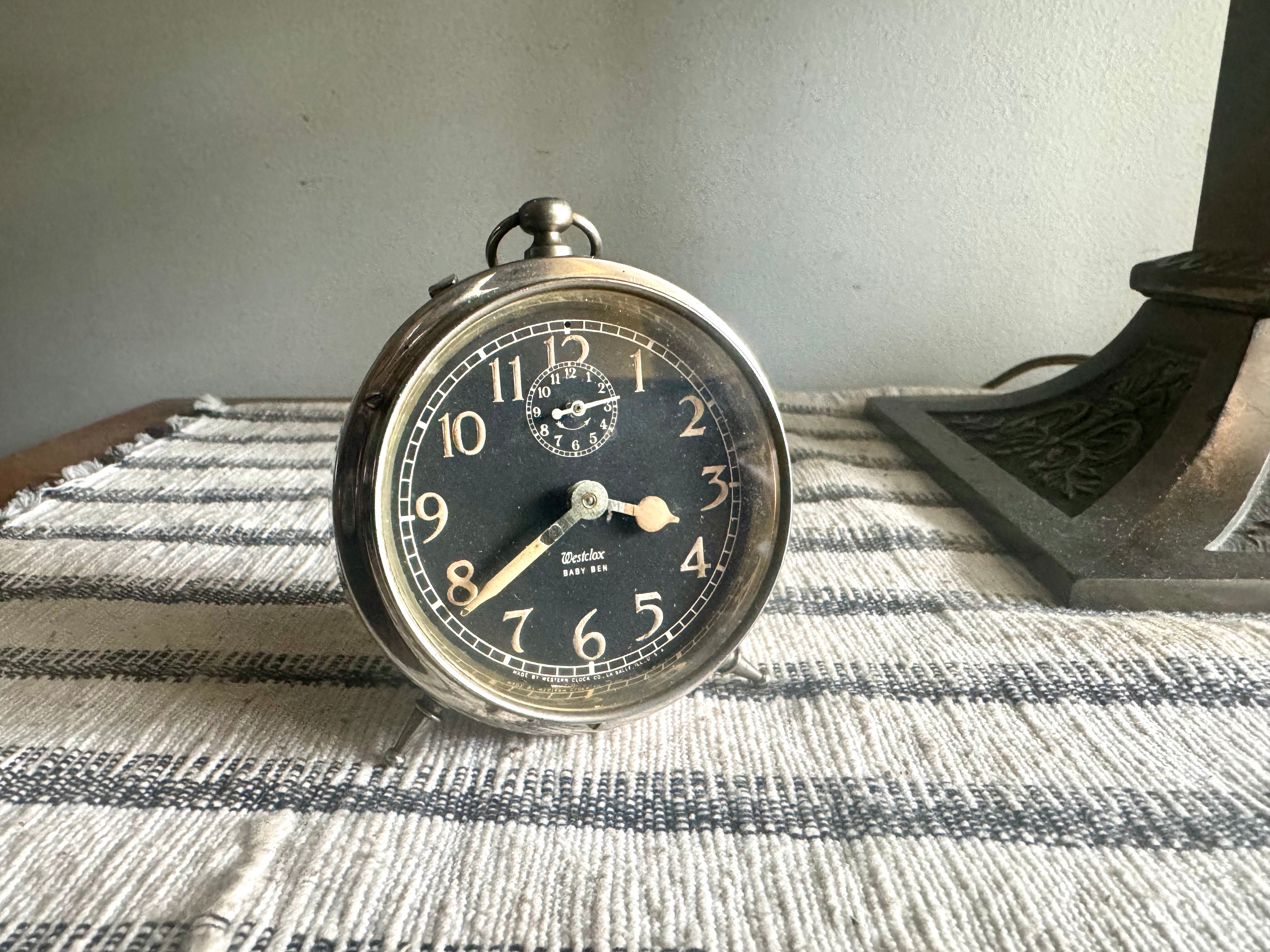 Antique 1919 Westclox Baby Ben Style 1 Luminous Alarm Clock