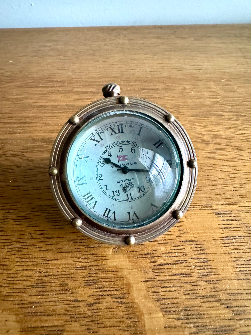 Porthole Eye of Time Bronze Desk Clock | Nautical Themed Bronze Desk Clock