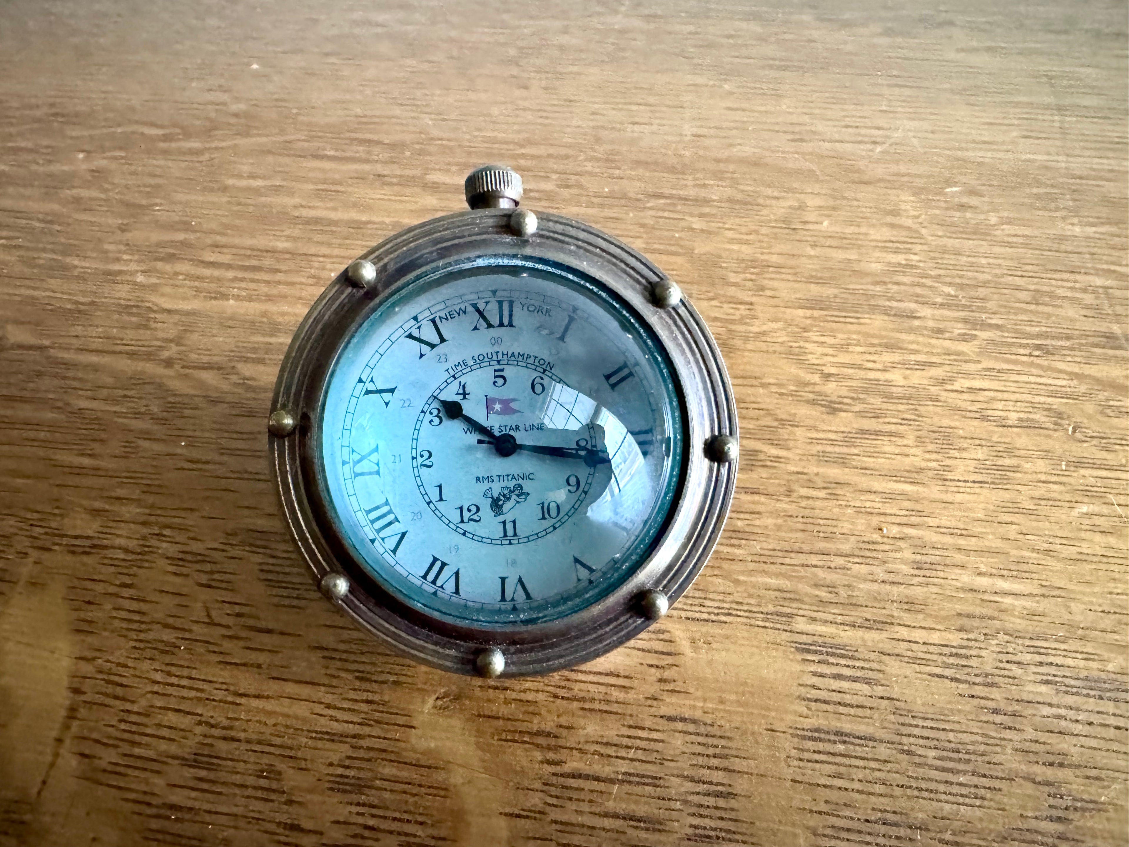Porthole Eye of Time Bronze Desk Clock | Nautical Themed Bronze Desk Clock