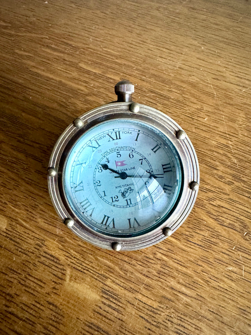 Porthole Eye of Time Bronze Desk Clock | Nautical Themed Bronze Desk Clock