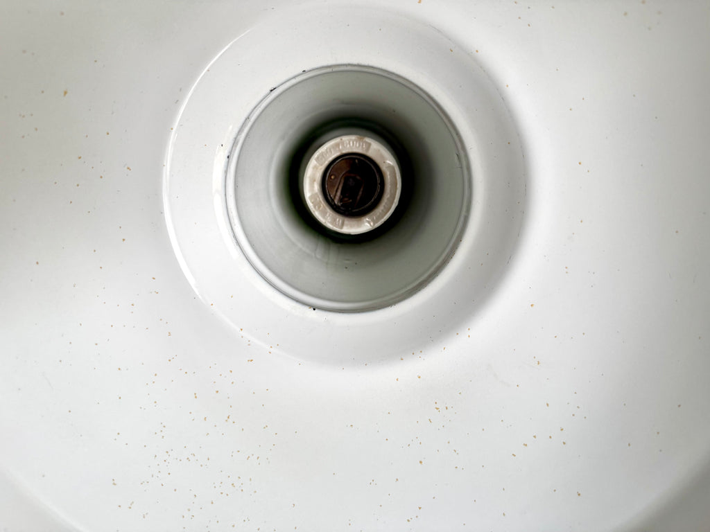 1930's Green Porcelain Industrial Pendant Lamp | 14" Wheeler Enamel Metal Shade Pendant Lamp