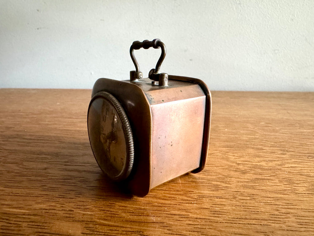 1900's German Traveling Alarm Clock | Antique Copper DRP & GM 2" Cubed Alarm Clock