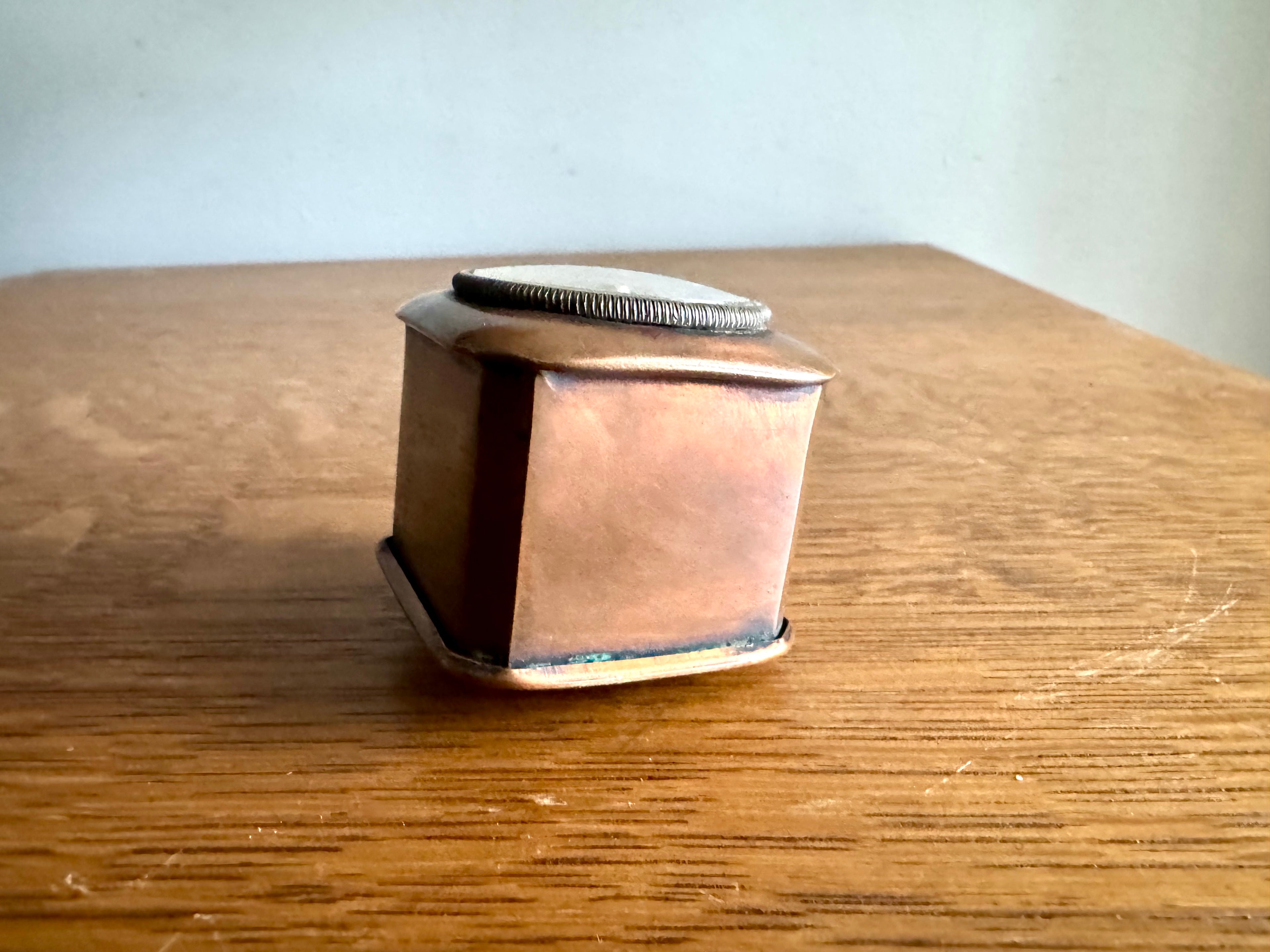 1900's German Traveling Alarm Clock | Antique Copper DRP & GM 2" Cubed Alarm Clock