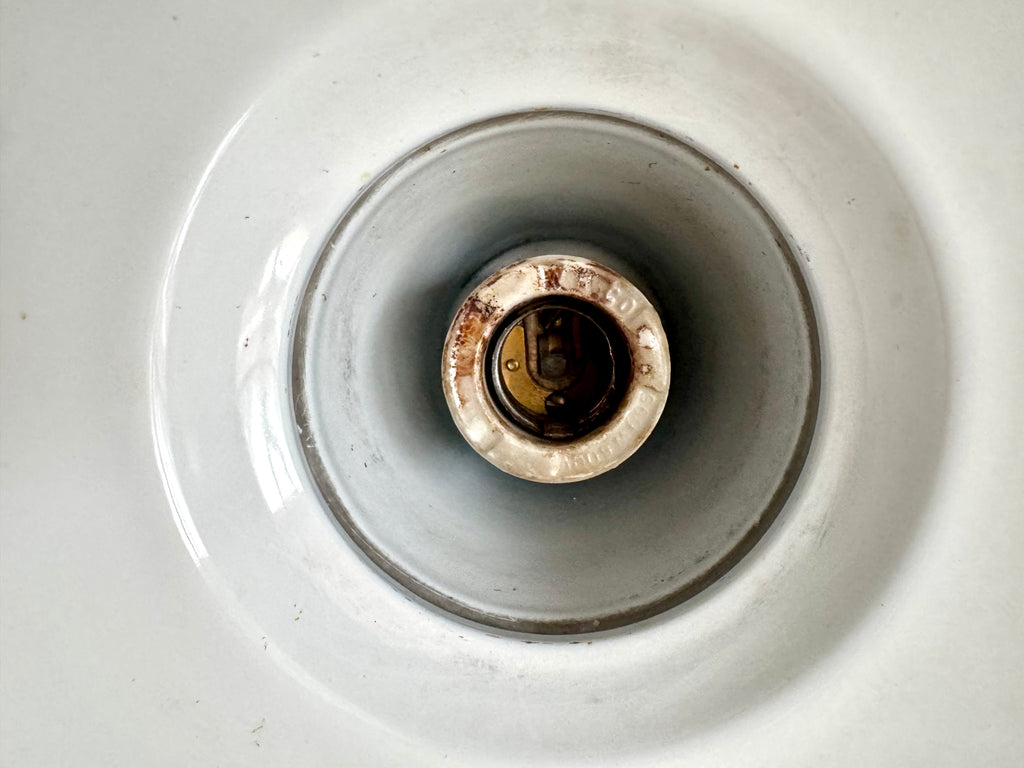 1930's Green Porcelain Industrial Pendant Lamp | 12" Wheeler Enamel Metal Shade Pendant Lamp (11 Available)