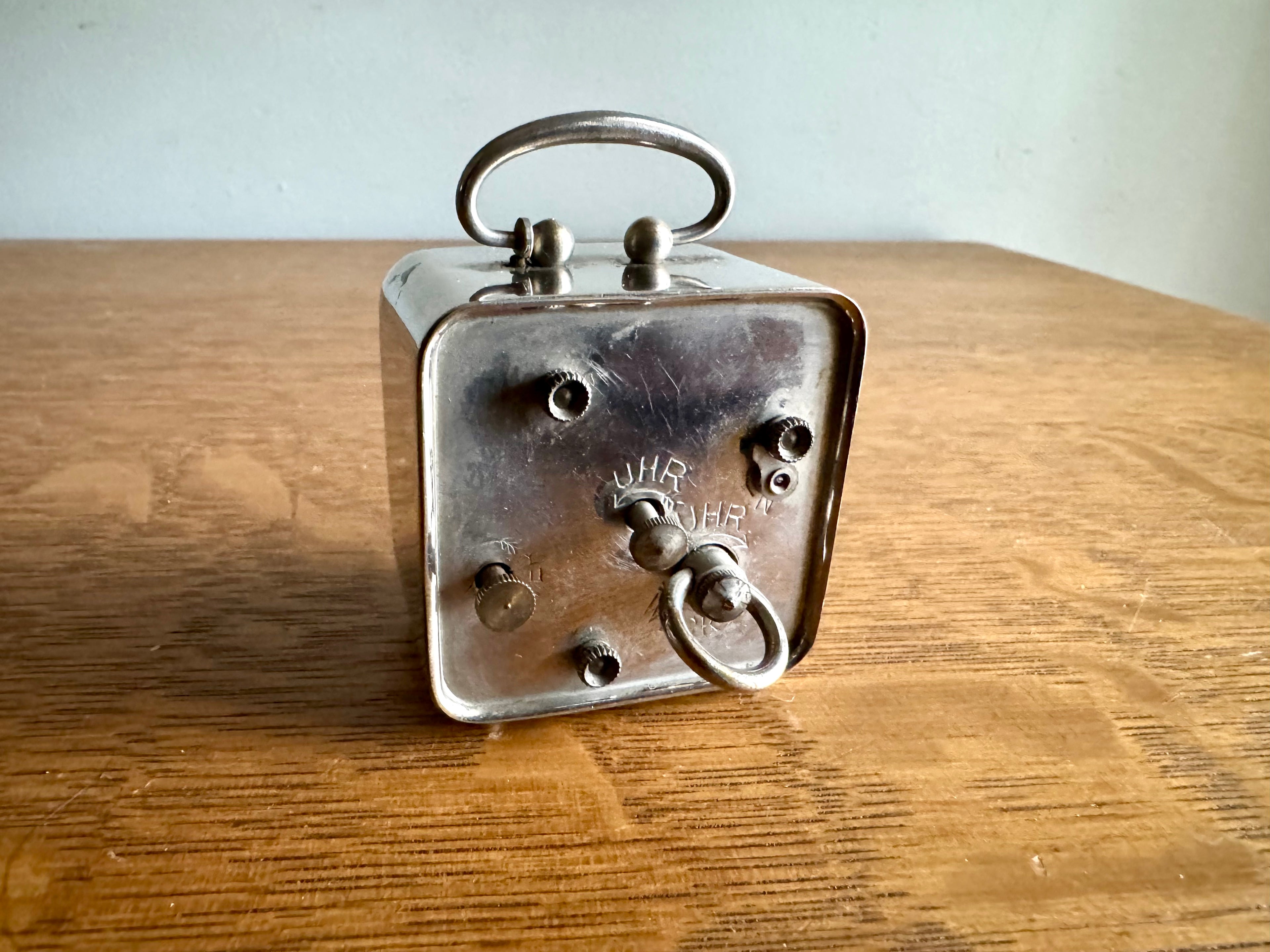 1930's Miniature Chrome Alarm Clock | Chrome Art Deco Traveling Alarm Clock