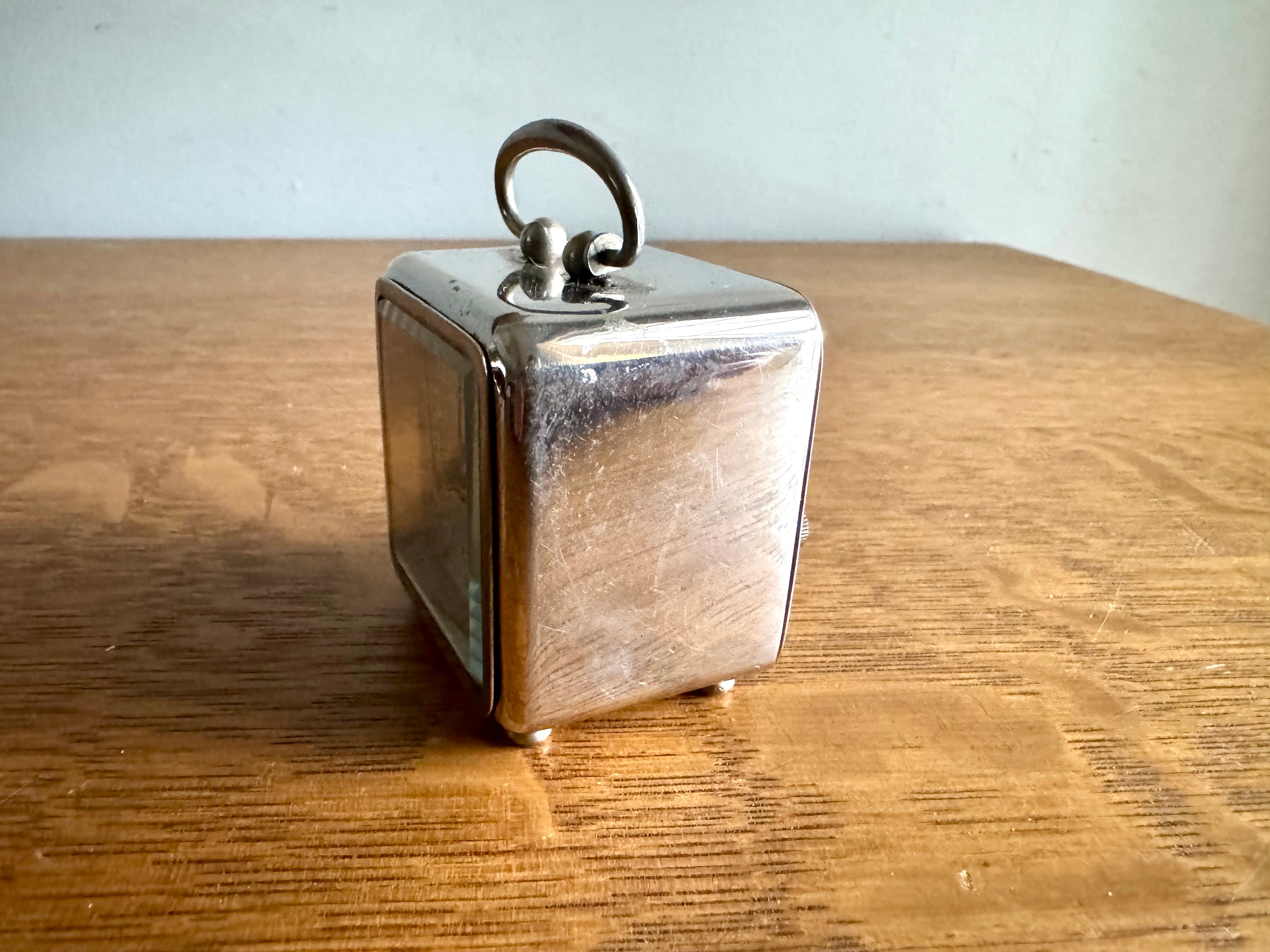 1930's Miniature Chrome Alarm Clock | Chrome Art Deco Traveling Alarm Clock