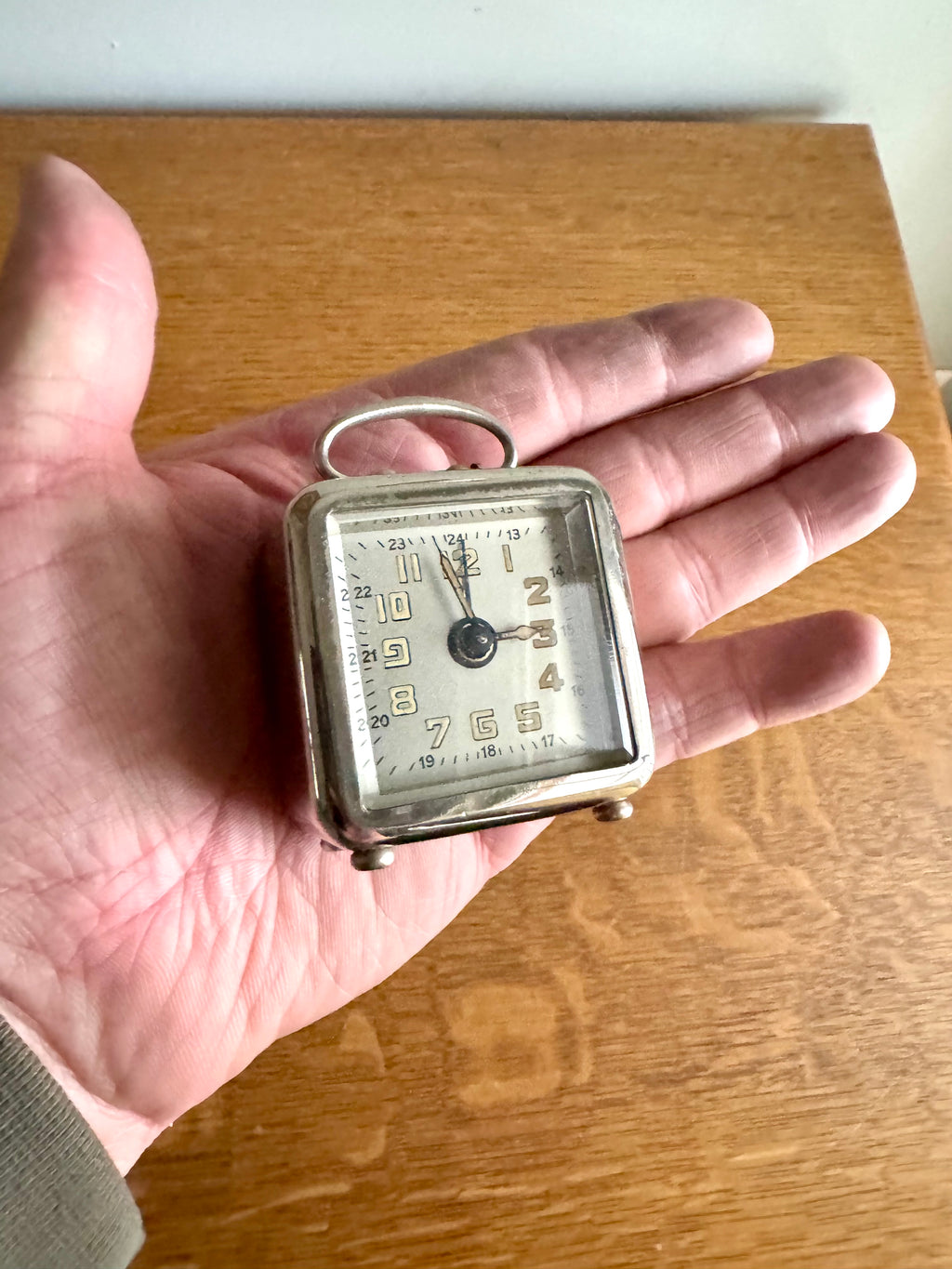 1930's Miniature Chrome Alarm Clock | Chrome Art Deco Traveling Alarm Clock